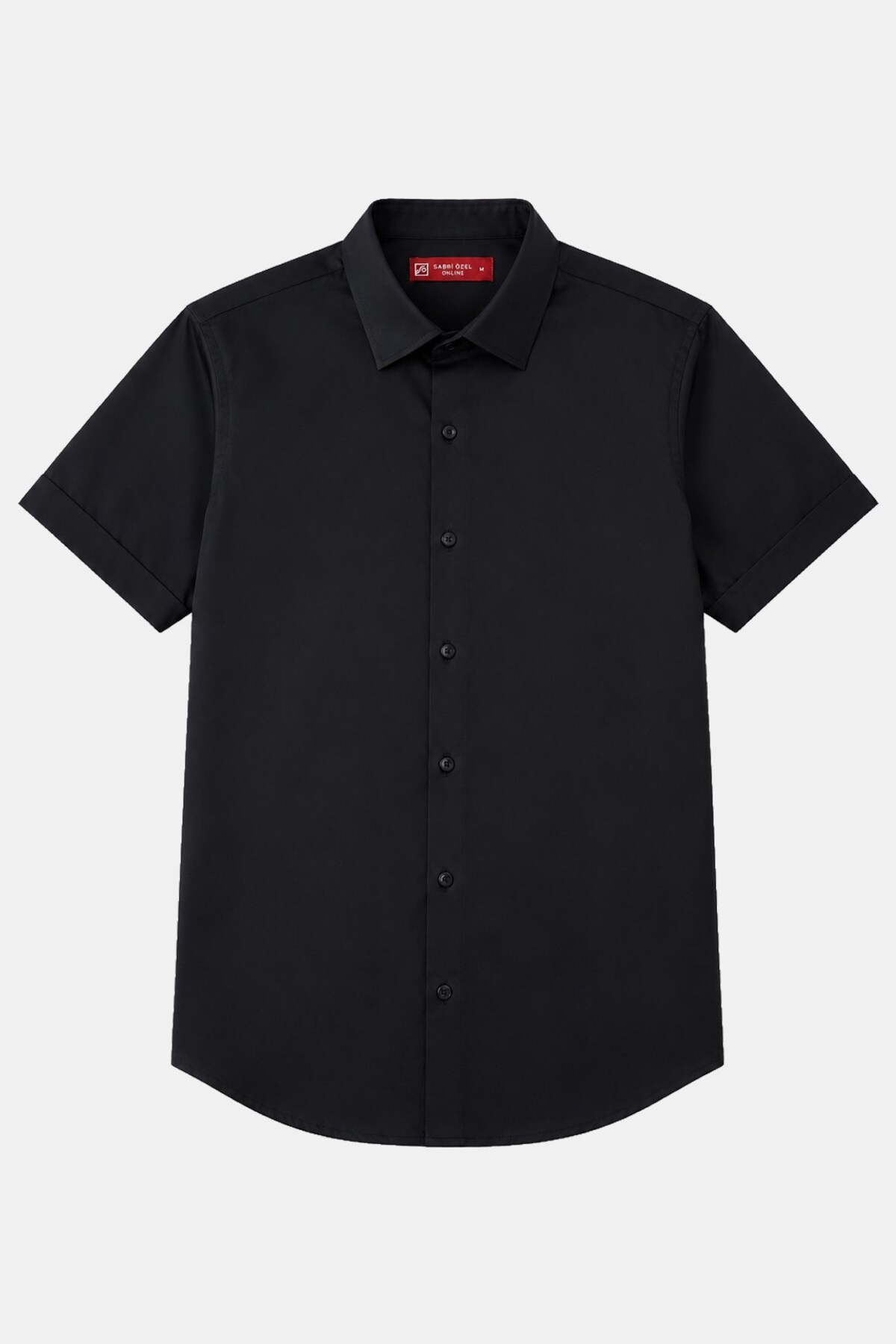 Siyah Pamuklu Regular Fit Kısa Kollu Klasık Yaka Gömlek — مشکی SS2100192-R001 — تصویر 3 از 7