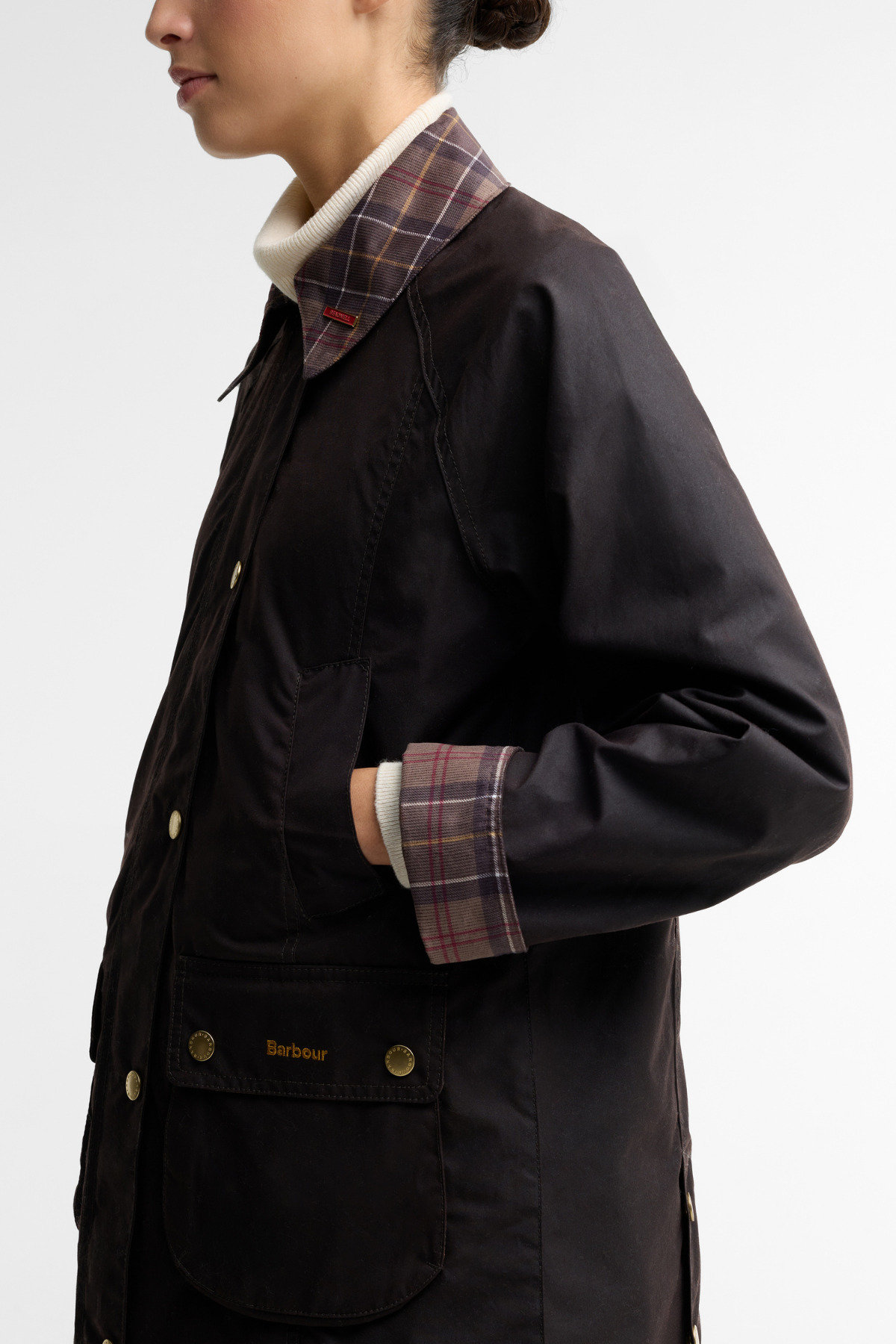 Barbour Icons Tartan Modern Beadnell Yağlı Ceket RU91 Rustic Muted görsel 6