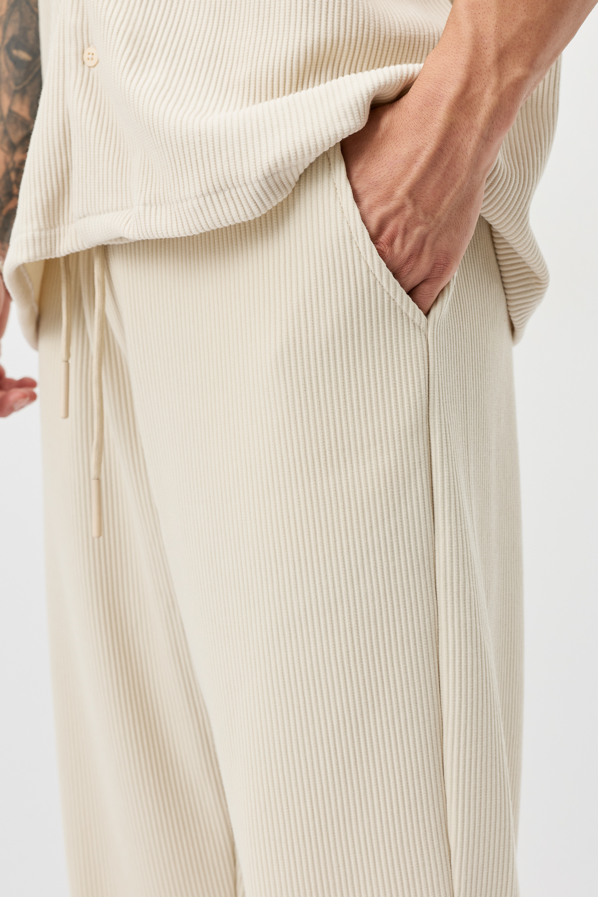 Fitilli Baggy Fit Pantolon — بژ VS12-015 — تصویر 2 از 3