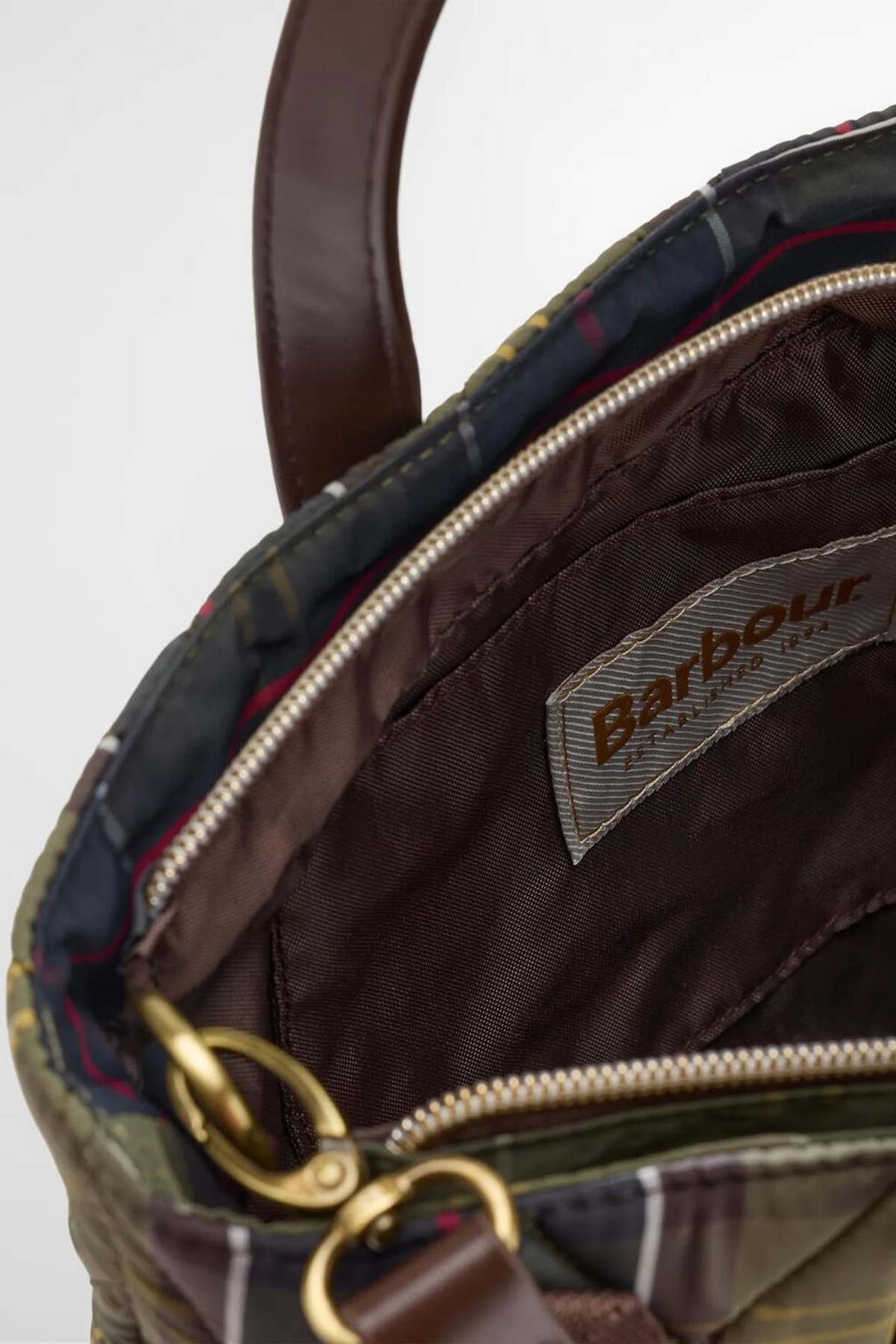 Barbour Mini Kapitone Omuz Çantası TN11 Classic Tartan görsel 5