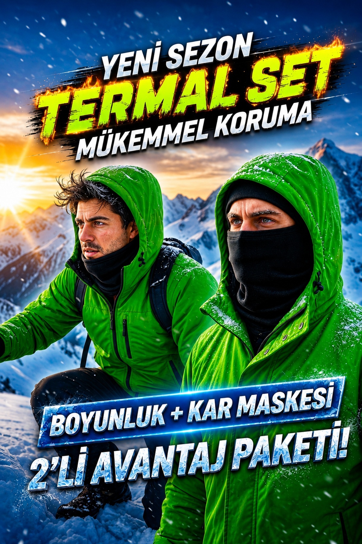 umut tekstil imalat Termal Kar Maskesi ve Termal Boyunluk 2'li Yeni Sezon Avantaj Seti Unisex