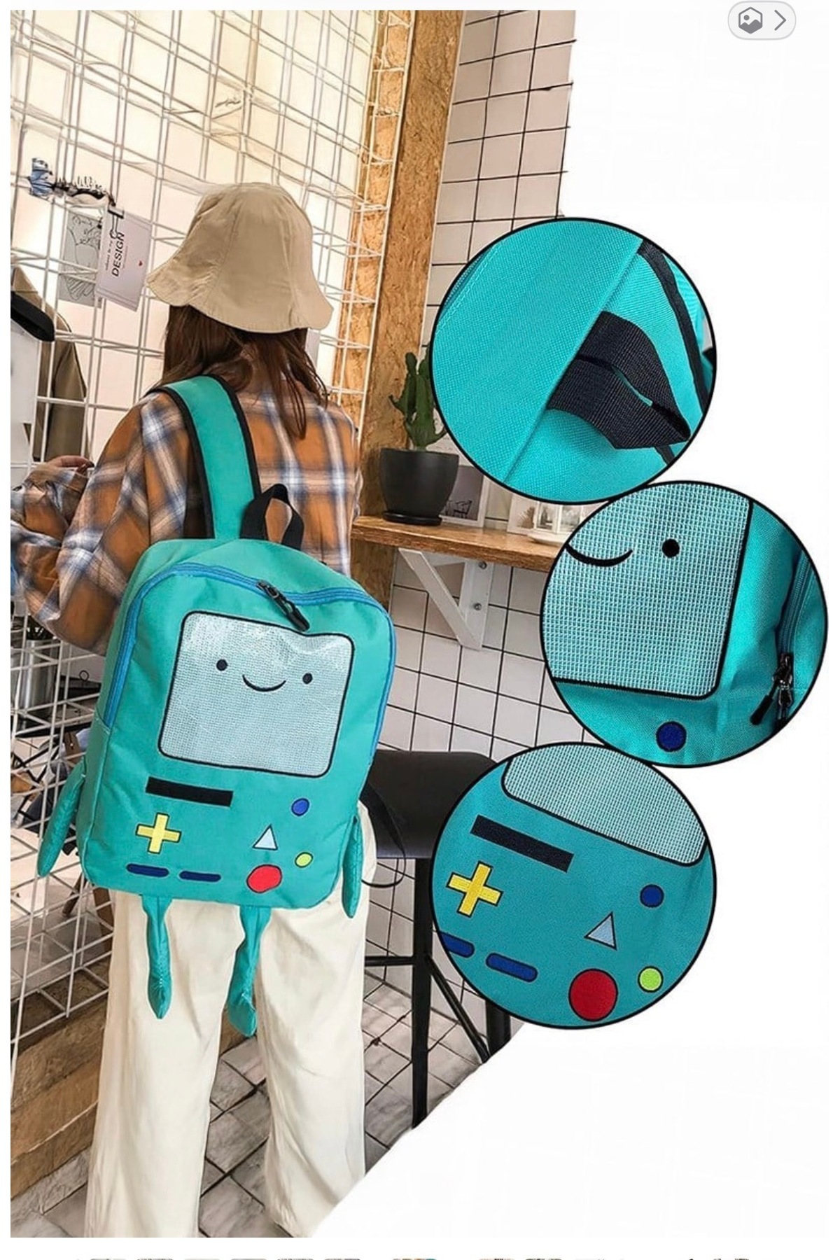 Köstebek Adventure Time BMO Mavi Sırt Çantası görsel 4