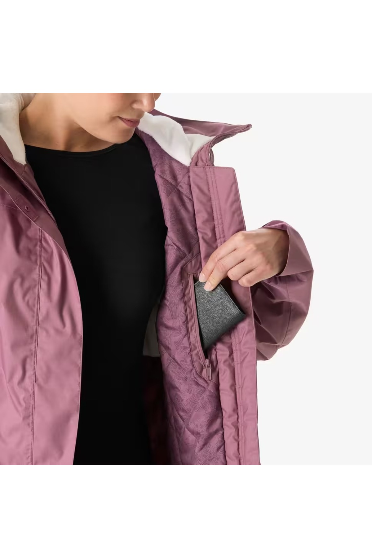 Decathlon Kadın Outdoor Su Geçirmez Kar Montu/Kışlık Mont - Gri Mor - NH500 -10 °C görsel 6