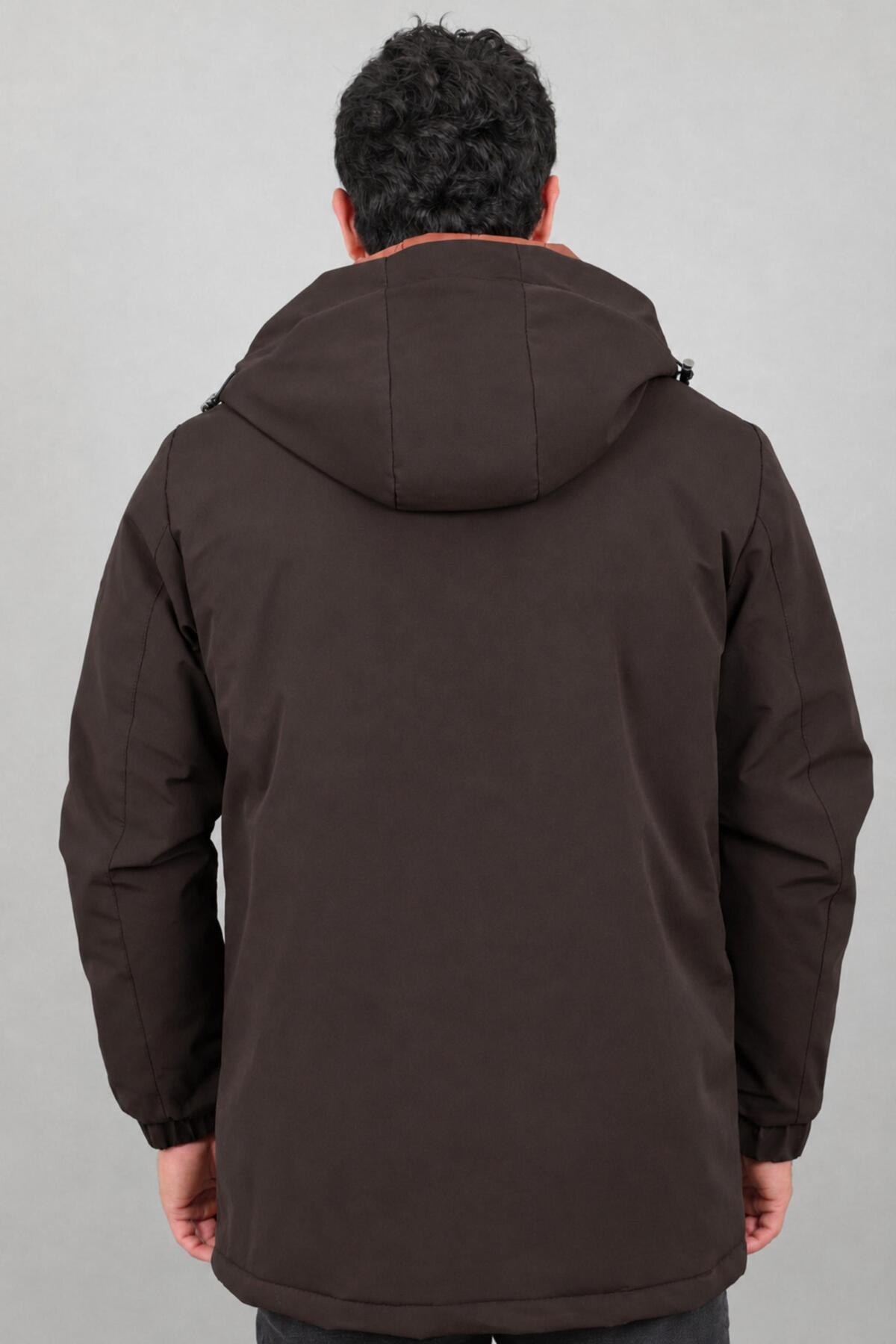 Stilkombin Kapitoneli Torba Cep Sabit Kapüşon Kışlık Mont PLDP 3039_50527 görsel 7