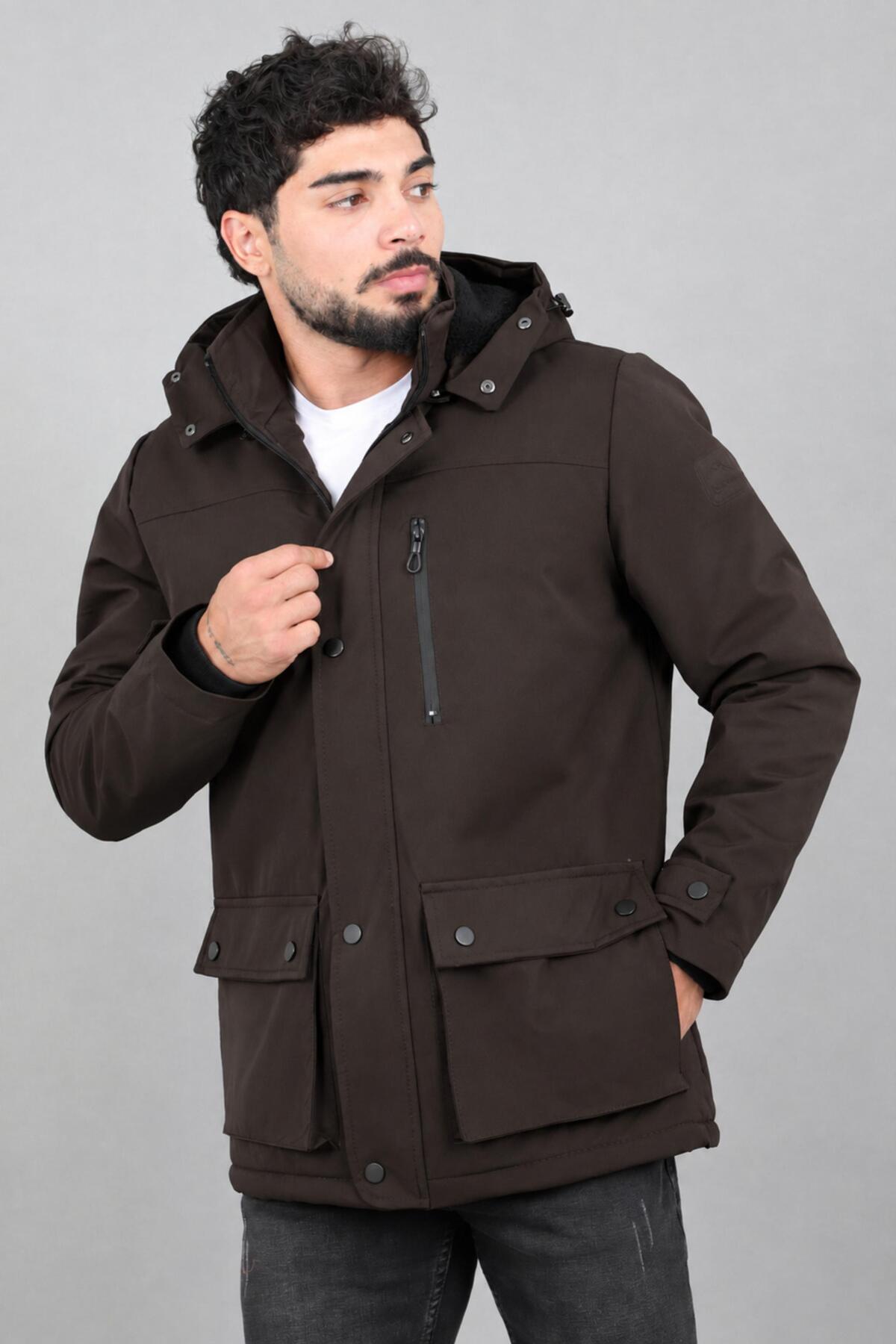 Stilkombin Box Kumaş Torba Cep İçi Kürklü Kışlık Mont Kaban PLDP 3037_50526 görsel 3