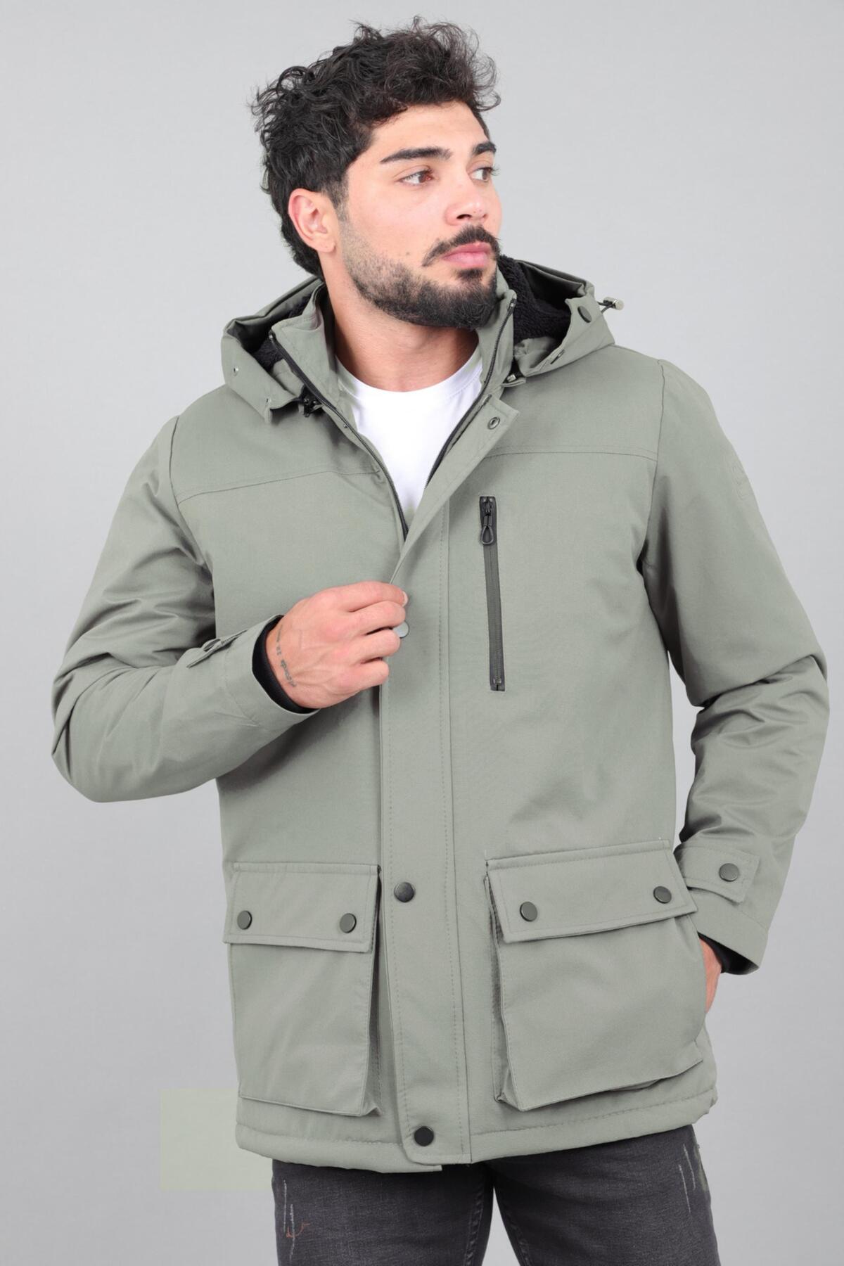 Stilkombin Box Kumaş Torba Cep İçi Kürklü Kışlık Mont Kaban PLDP 3037_50526 görsel 3