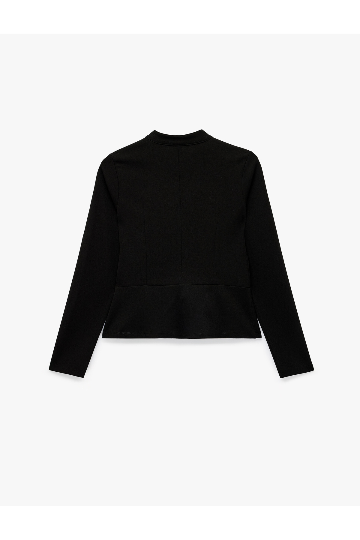 Koton Mandarin Yaka Süslü Düğme Detaylı Slim Fit Uzun Kollu Krep Tişört görsel 2