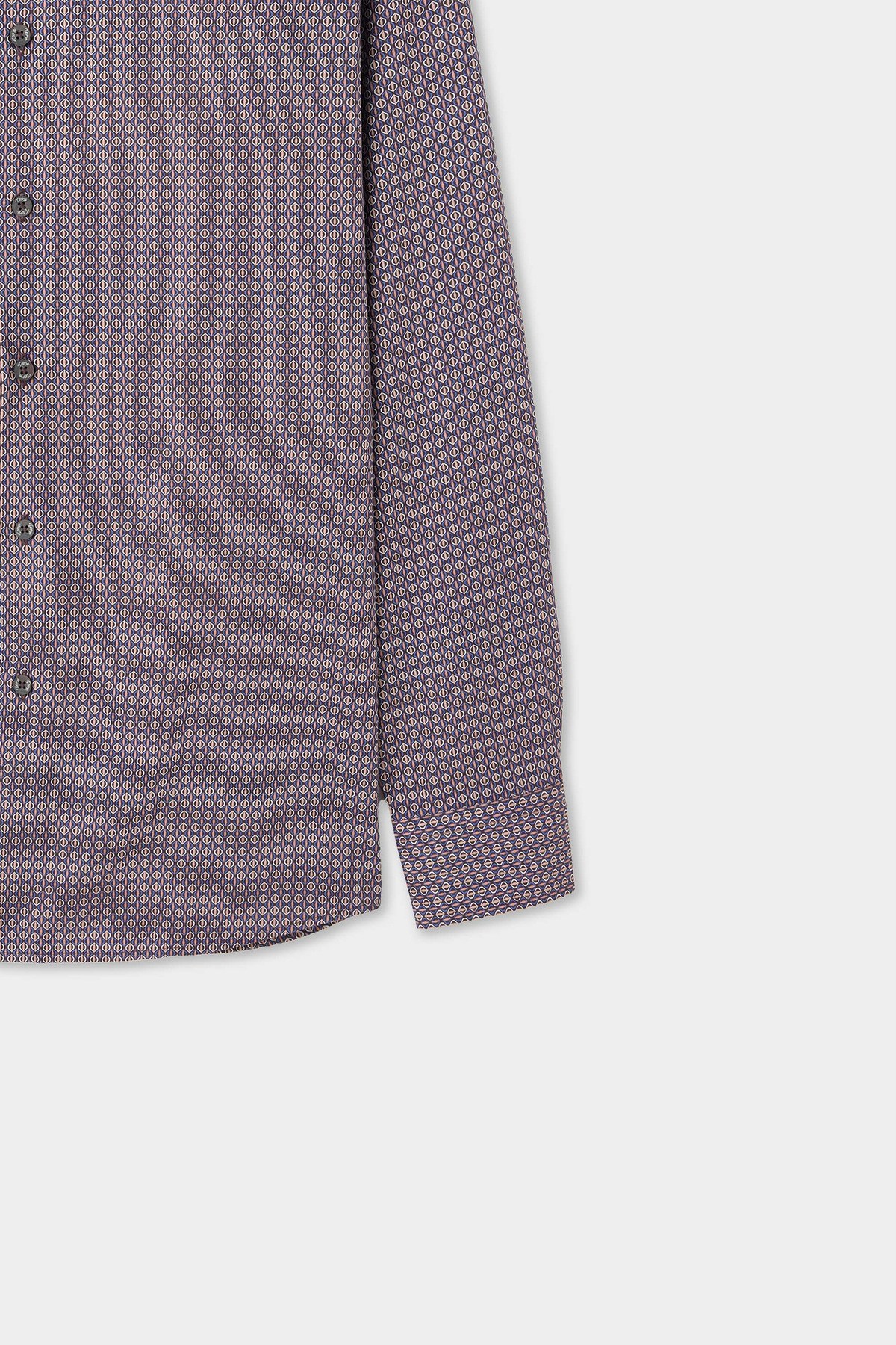Slim Fit Karma Renk Baskılı %100 Pamuklu Gömlek — رنگارنگ 1EC02AD01288M — تصویر 6 از 6
