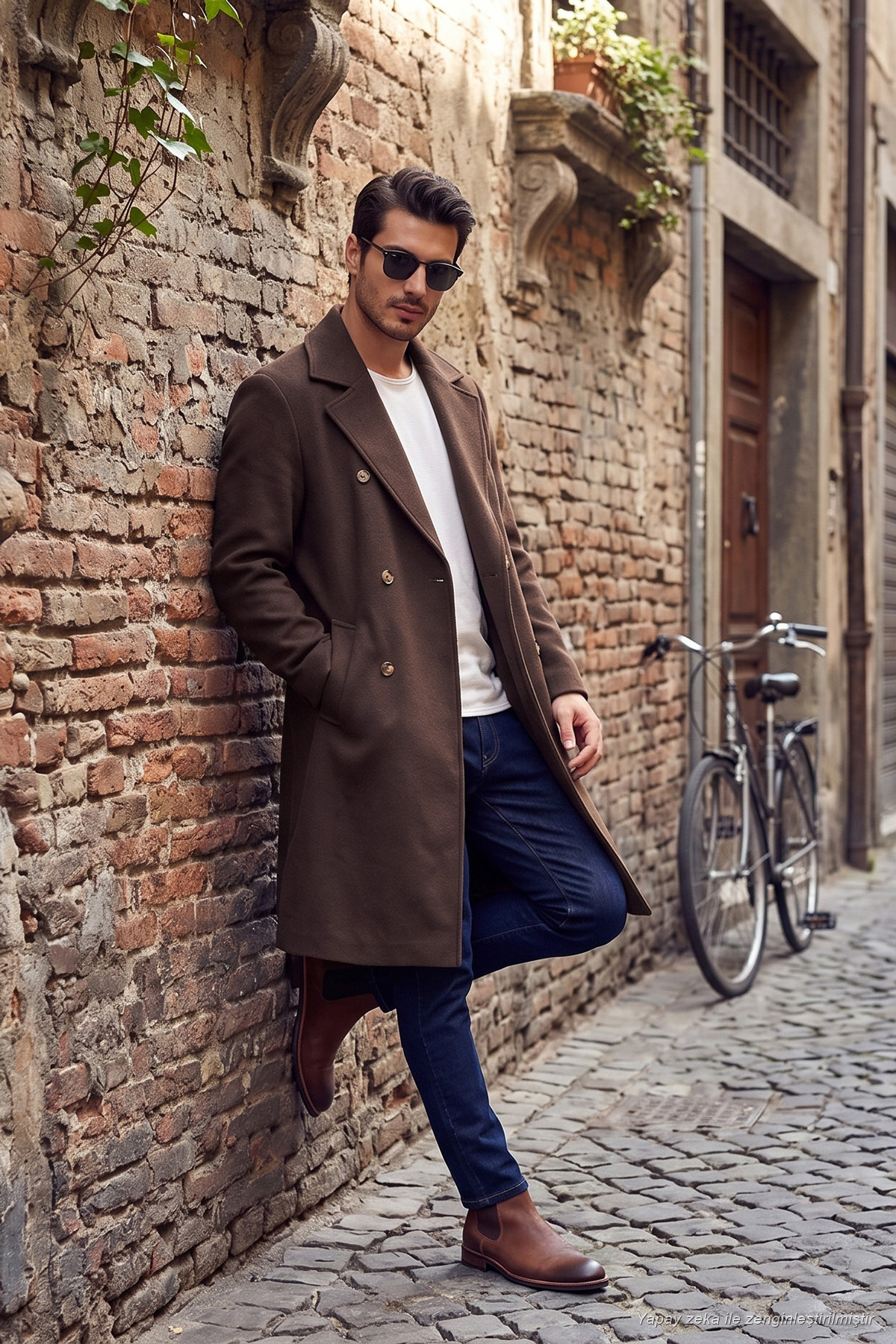 Buratti Loose Fit Kruvaze Yaka Uzun Astarlı Kaşe Kaban Erkek KABAN 681003