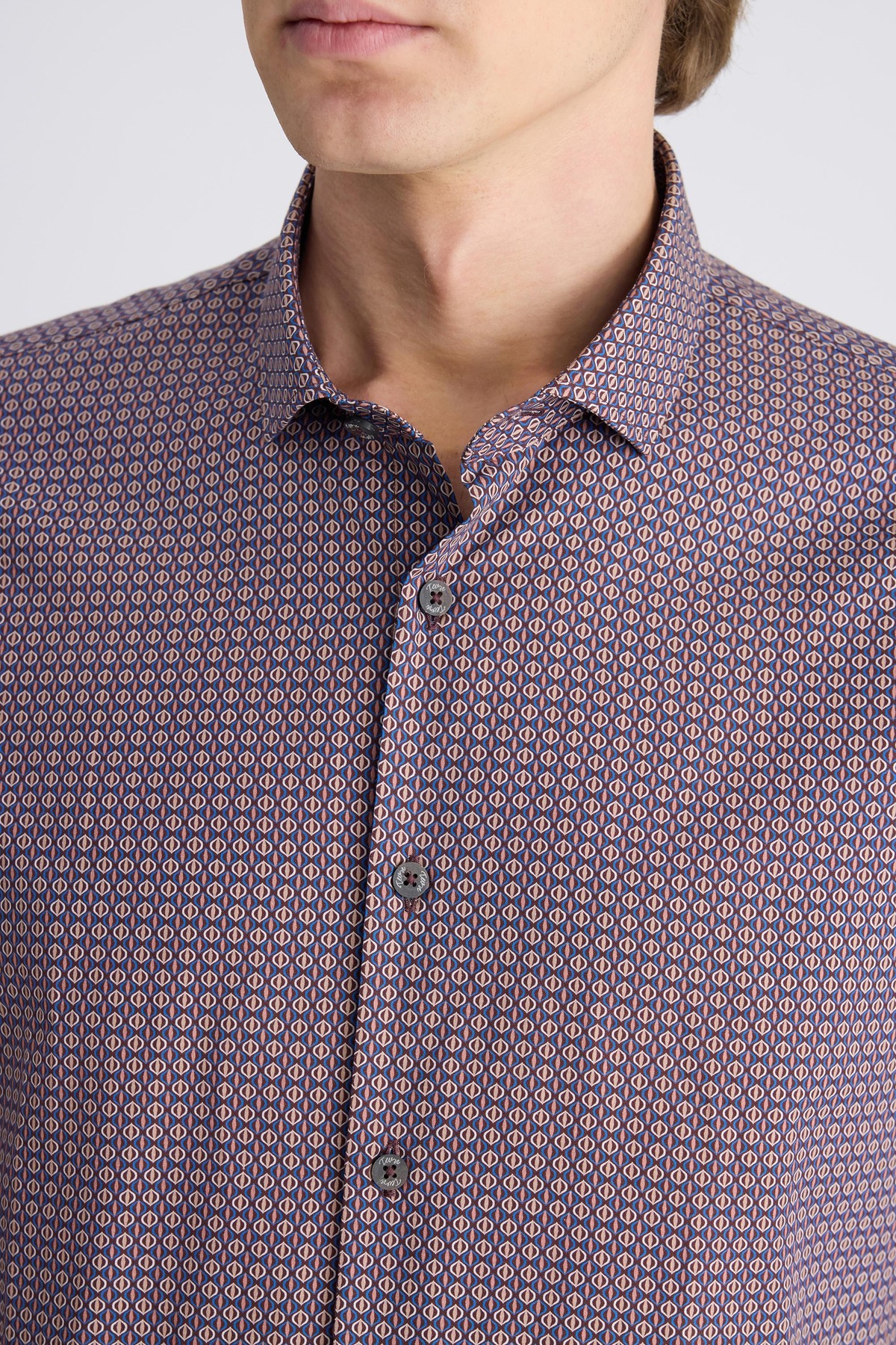 Slim Fit Karma Renk Baskılı %100 Pamuklu Gömlek — رنگارنگ 1EC02AD01288M — تصویر 2 از 6