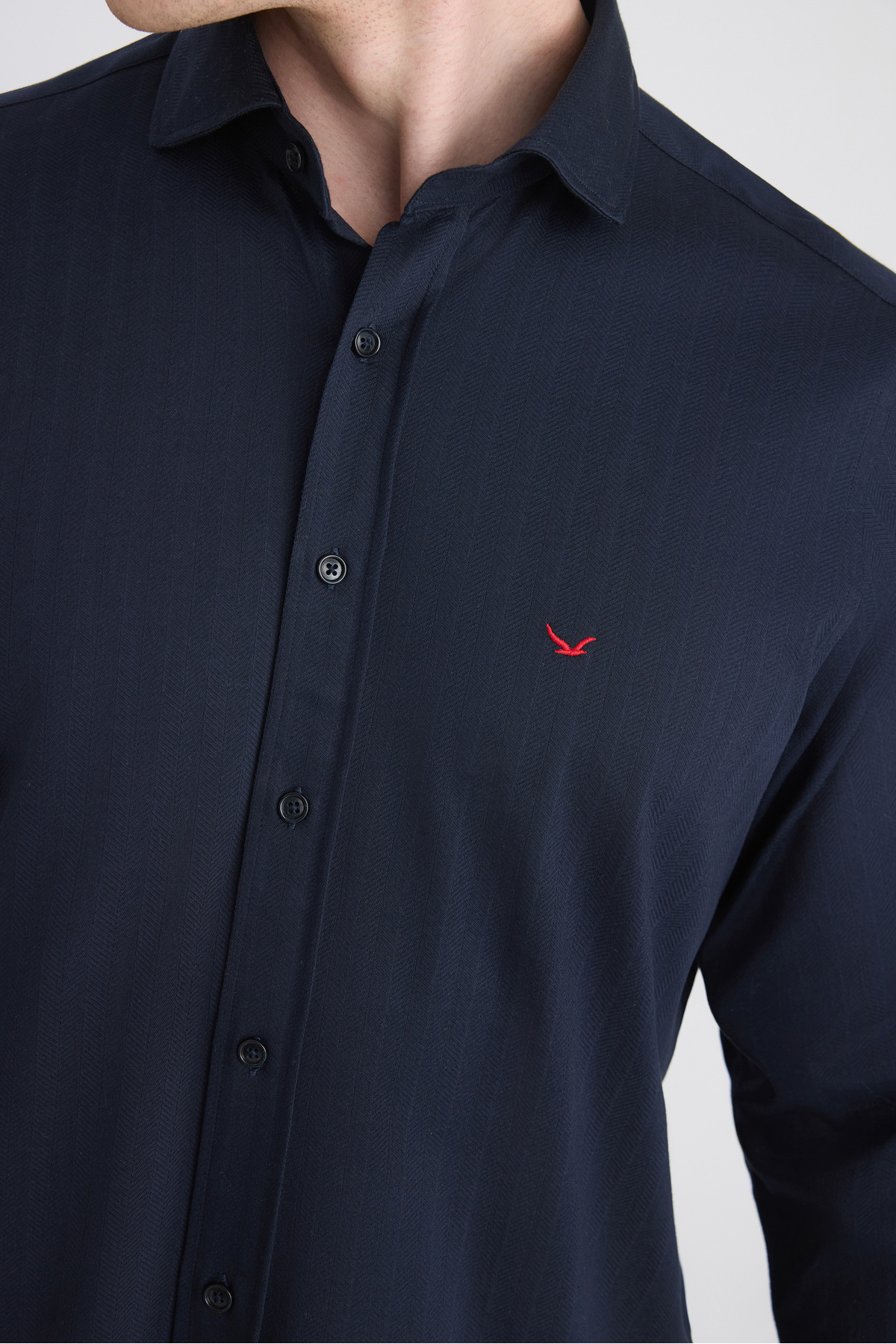 Ds Damat Comfort Lacivert Balıksırtı Gömlek — سرمه‌ای 5HC02TD03327M — تصویر 2 از 5