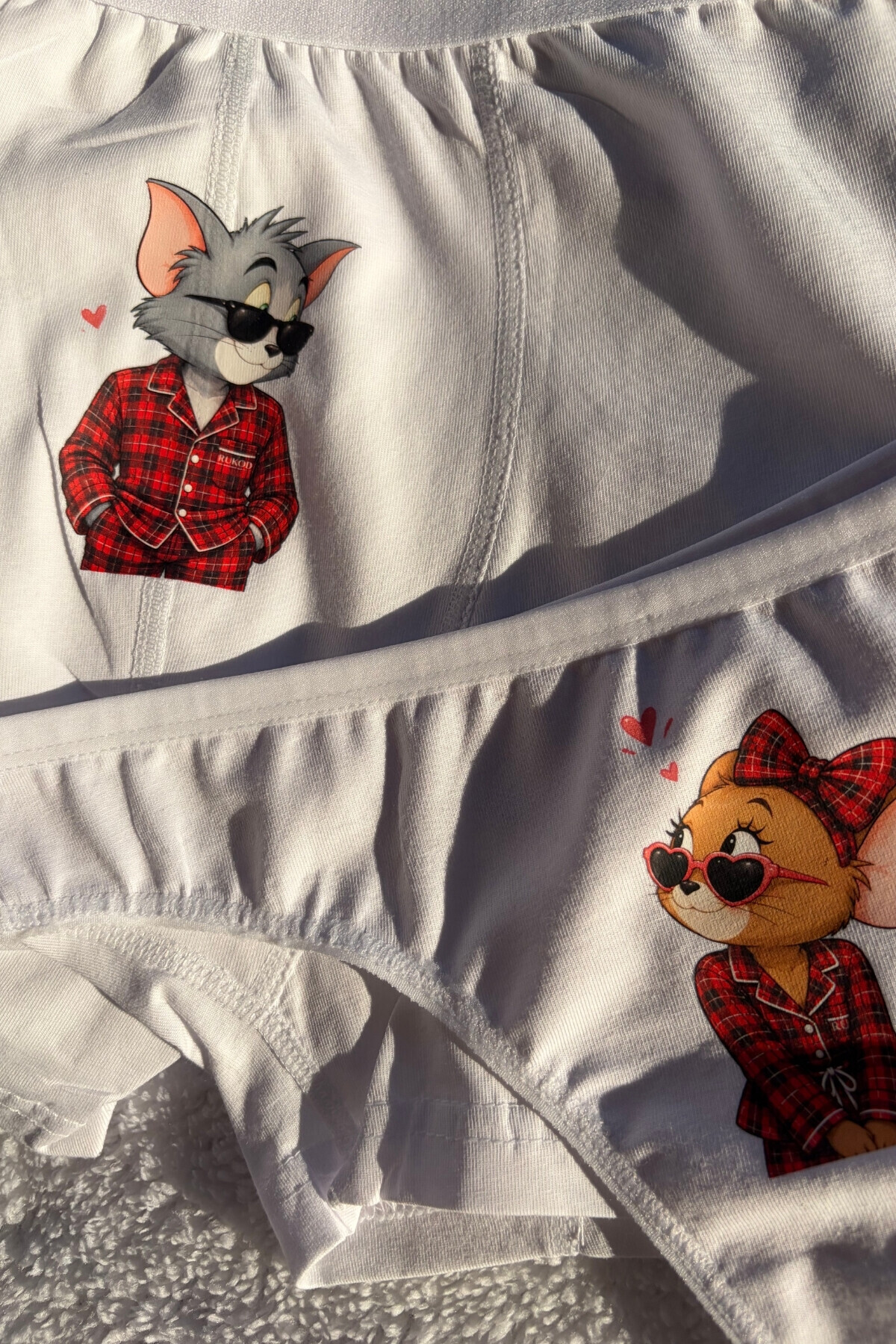RUKOD KADIN Tekli Farecik Pijama ve İç Giyim Takımı (Çift Pijamasının Kadını) görsel 4