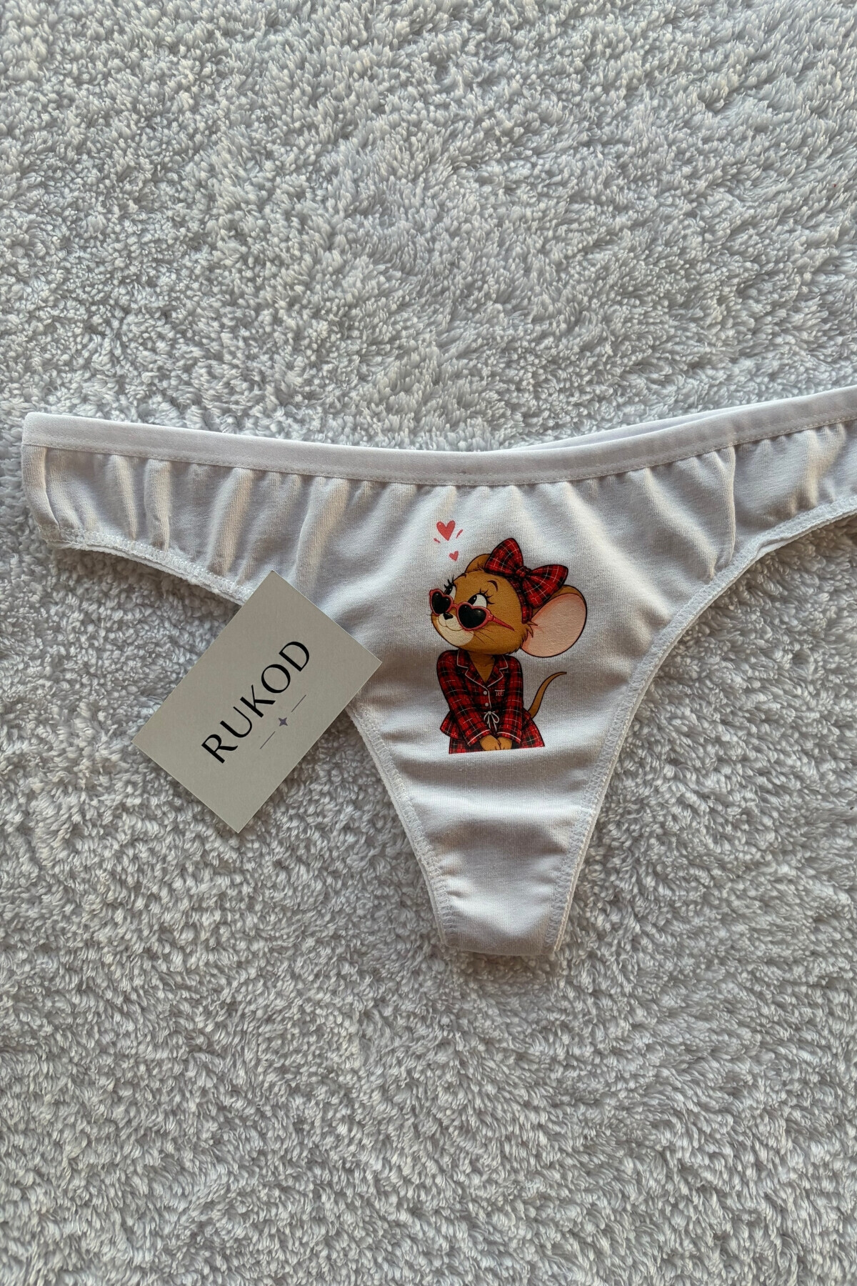 RUKOD KADIN Tekli Farecik Pijama ve İç Giyim Takımı (Çift Pijamasının Kadını) görsel 5