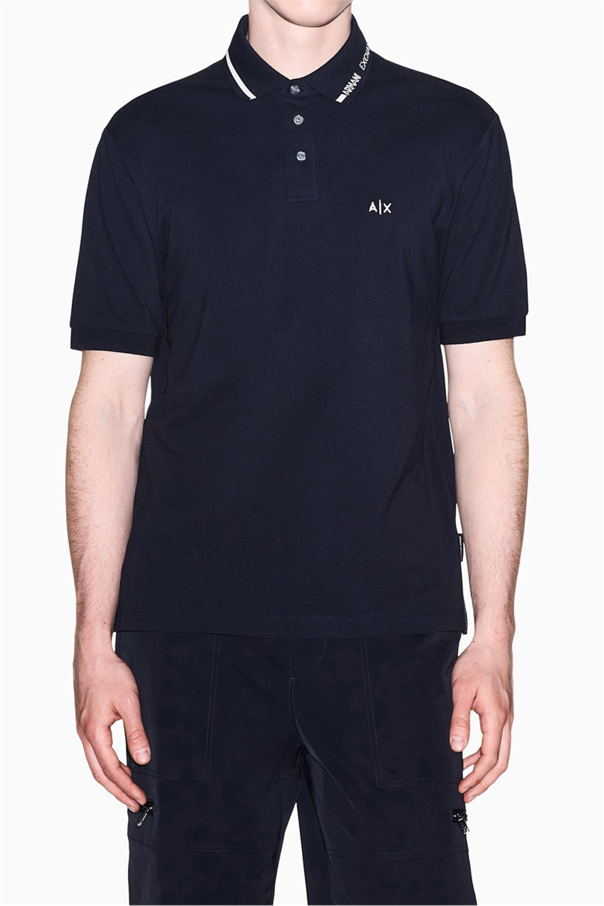 تی شرت مردانه یقه پولو سرمه‌ای آرمانی اکسچنج پولوشرت Armani Exchange
