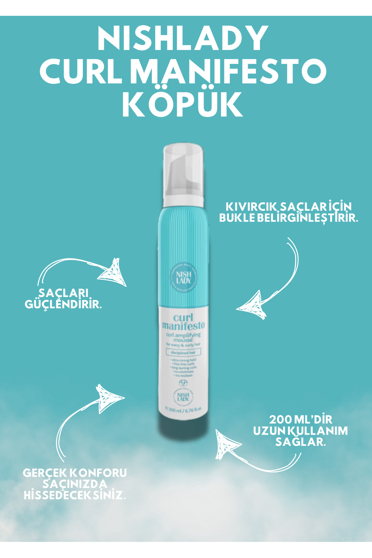 KIVIRCIK SAÇLARA ÖZEL BUKLE BELİRGİNLEŞTİRİCİ KÖPÜK CURL MANIFESTO SERİSİ (200 ML) — NISL67091 — تصویر 2 از 2