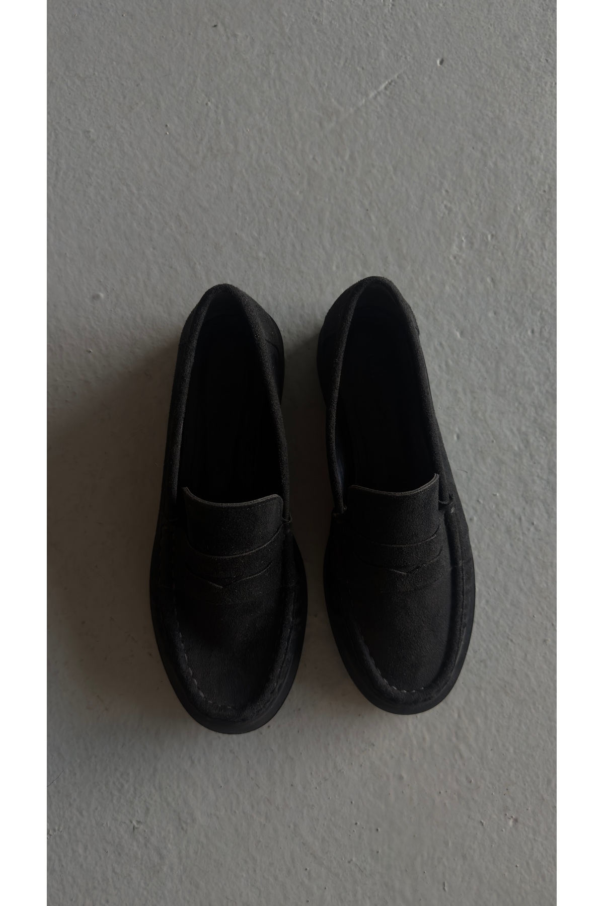Eataly Shoes Büzgülü Siyah Süet Makosen Kadın Ayakkabı