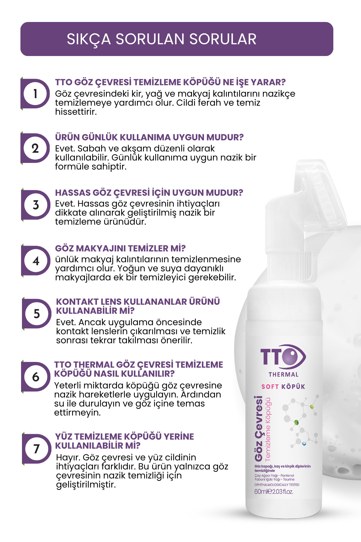 Göz Çevresi Temizleme Köpüğü 60 ml Aplikatörlü Soft — 8684576003430 — تصویر 9 از 9