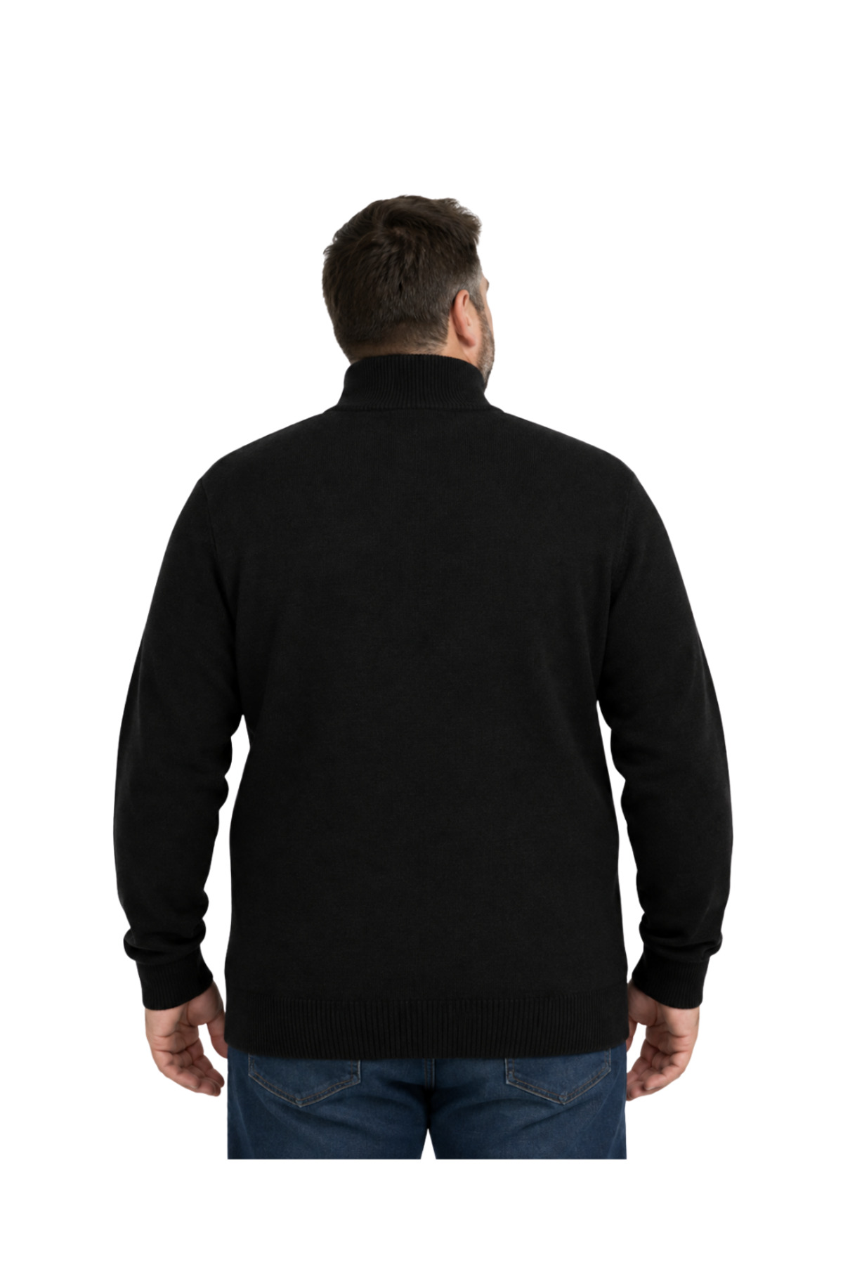 BattalModa Erkek Büyük Beden Siyah Dikey Örgü Cepli Triko Hırka 3XL-4XL-5XL-6XL görsel 3