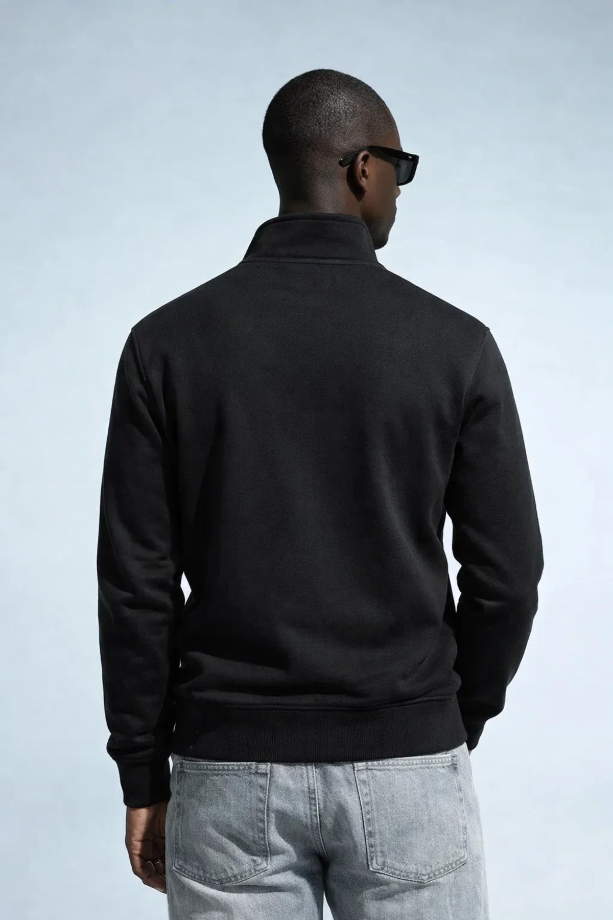 COMBİNE MİCHAİL Erkek Kışlık Örme Yaka Siyah Sweatshirt görsel 5