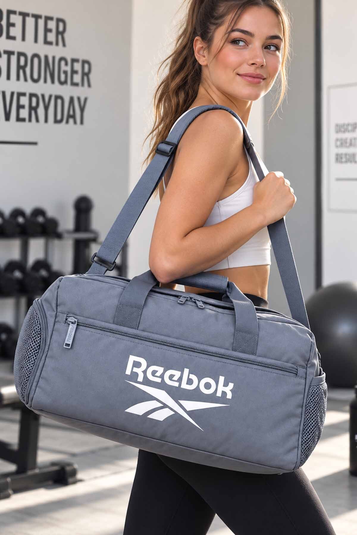 Reebok Unisex Fitness Spor Çantası Gri Ayrı Ayakkabı Gözlü Omuz Askılı