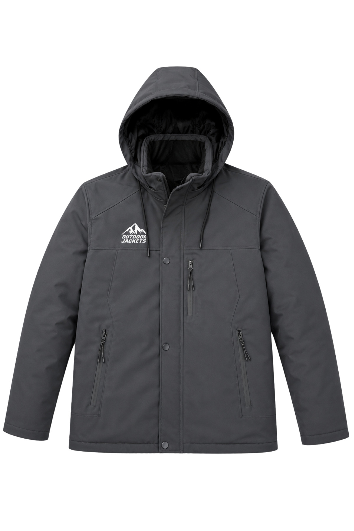 Erkek Yeşil Softshell Mont Kapüşonlu Kışlık Suya Dayanıklı Fermuarlı Cepli Outdoor Mont - Gri
