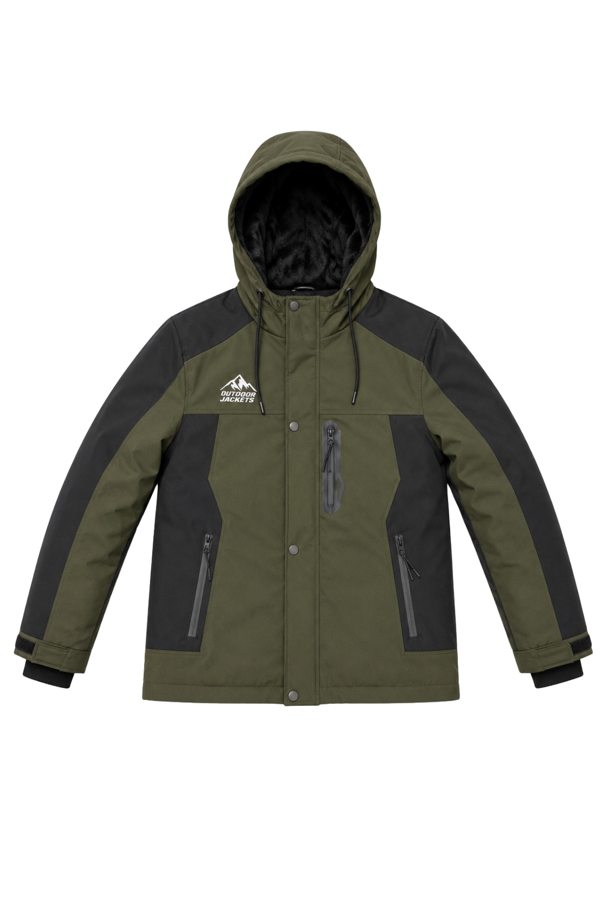 Erkek Gri Softshell Mont Kapüşonlu Kışlık Suya Dayanıklı Fermuarlı Cepli Outdoor Mont - Yeşil