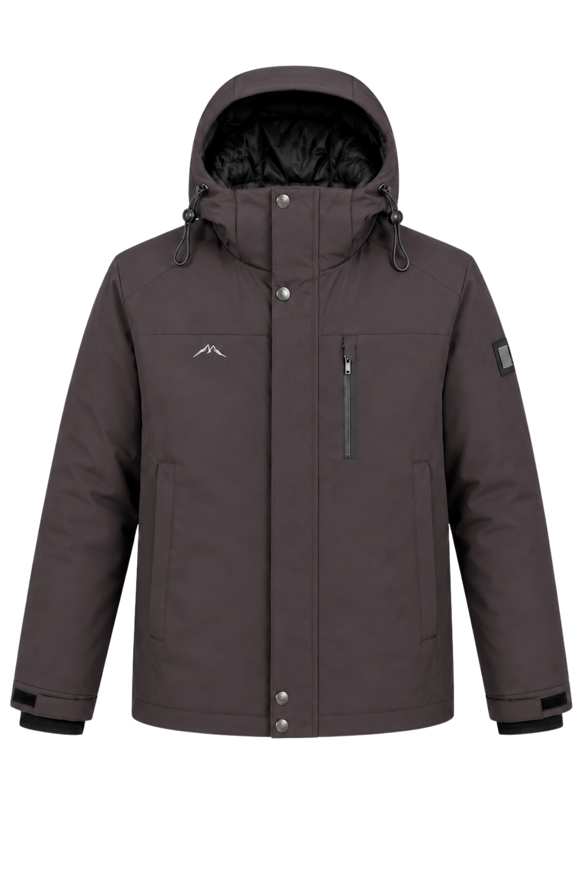 Erkek Gri Kapüşonlu Kışlık Softshell Suya Dayanıklı Fermuarlı Cepli Outdoor Mont