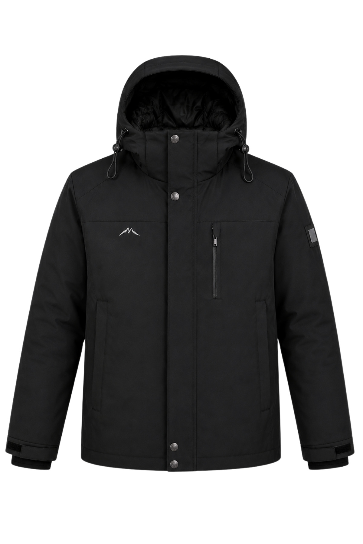 Erkek Gri Kapüşonlu Kışlık Softshell Suya Dayanıklı Fermuarlı Cepli Outdoor Mont - Siyah