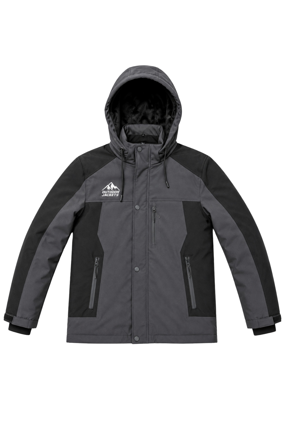 Erkek Gri Softshell Mont Kapüşonlu Kışlık Suya Dayanıklı Fermuarlı Cepli Outdoor Mont