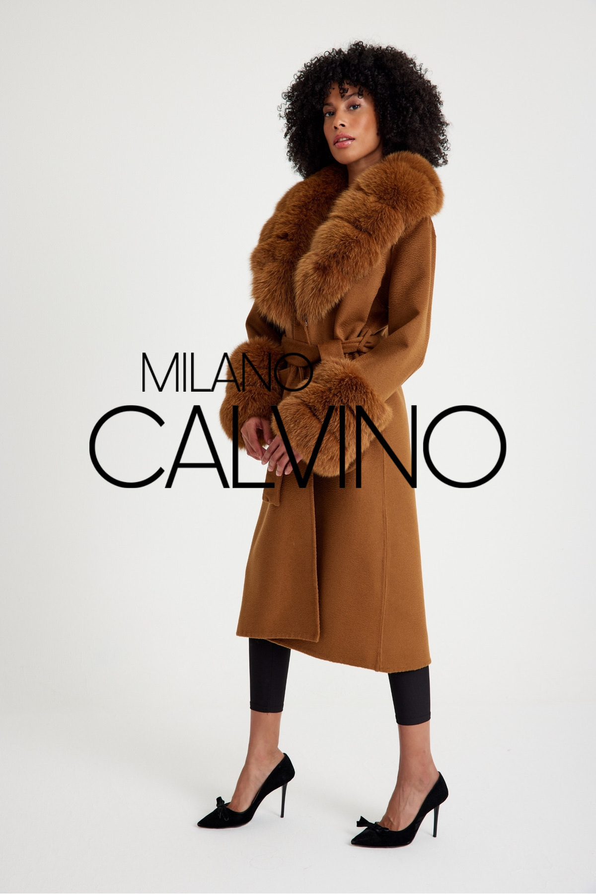 Milano Calvino Kürklü Fransız Kaşmiri Kaban görsel 2