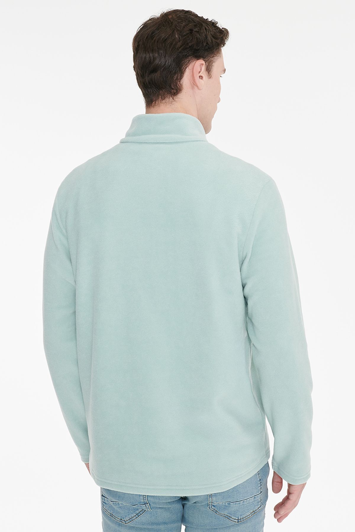 Erkek Çağla Anti-Pilling Tüylenme Yapmayan Soğuk Geçirmez Standart Fit Nakışlı Sweatshirt Polar — سبز ETE054271004 — تصویر 5 از 6