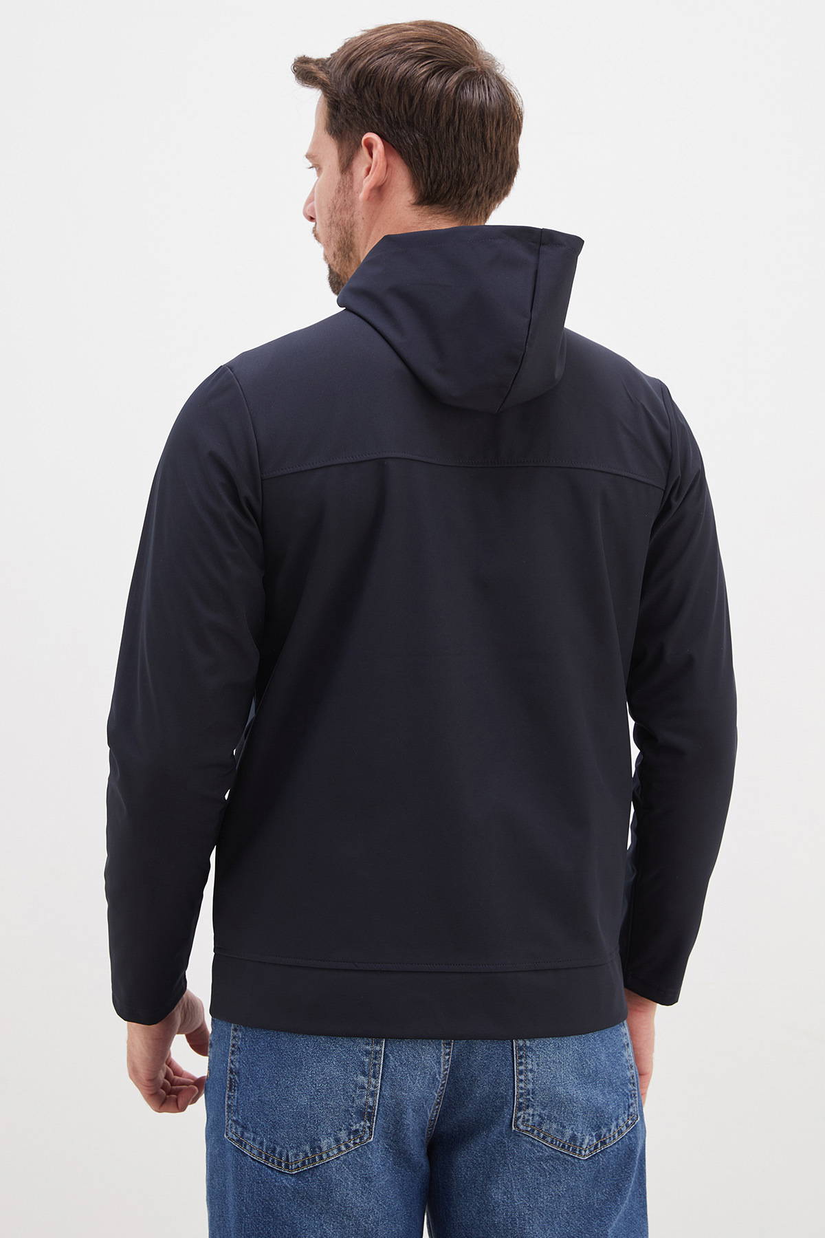 Fermuarlı Kapüşonlu Softshell Ceket — سرمه‌ای 27KERK6045144275 — تصویر 8 از 8