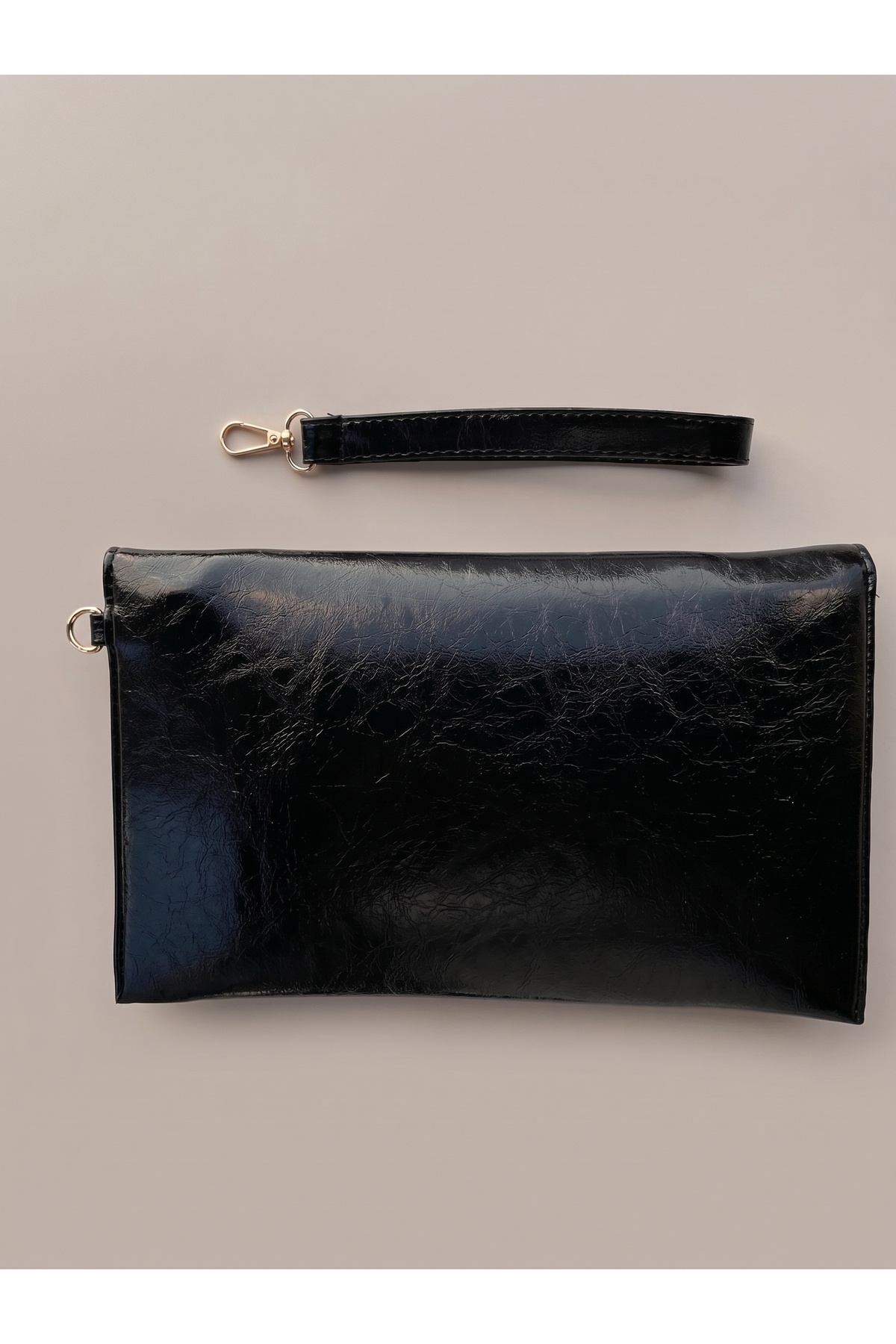 Vagoni Siyah Klasik Gece ve Davet Çantası Mıknatıslı Abiye Zarf Çanta (30x19cm) görsel 4