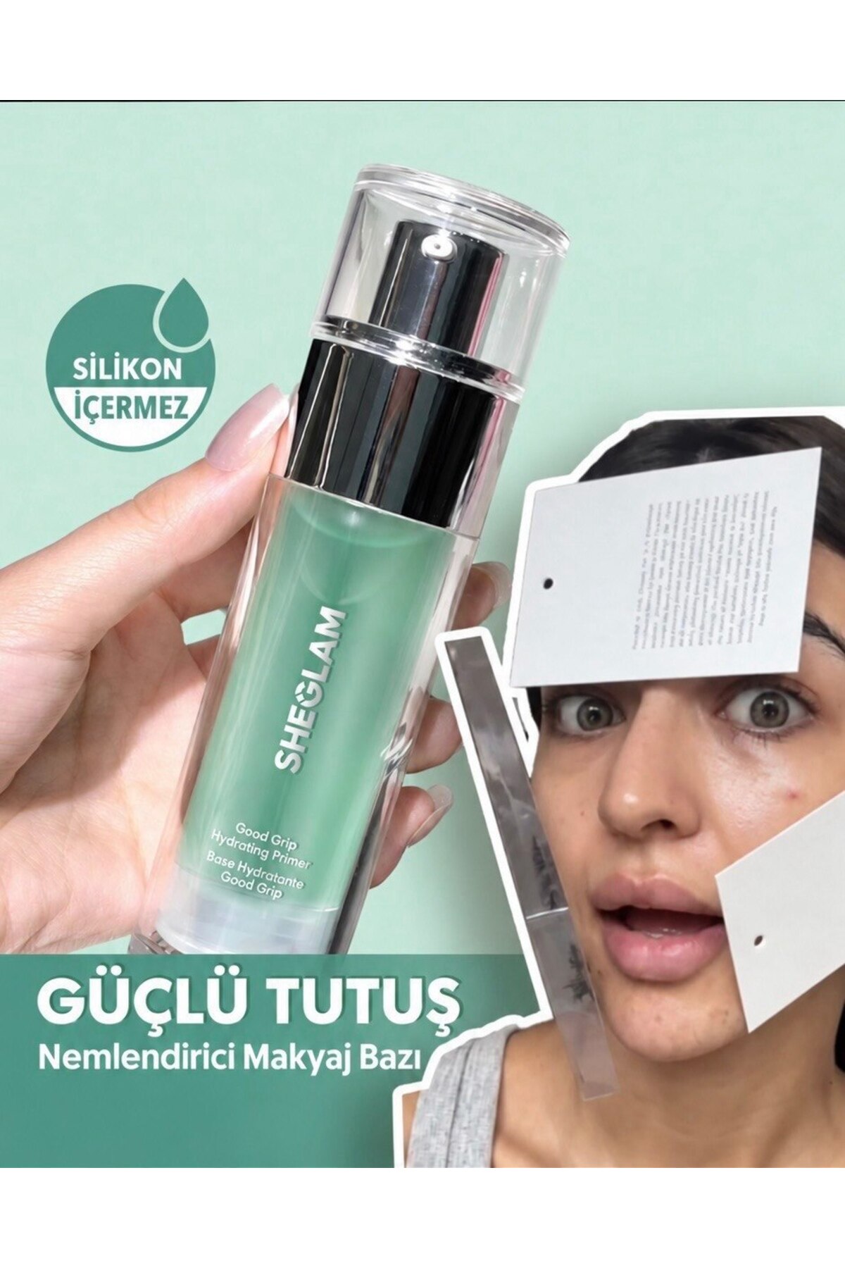 Nemlendirici Jel Makyaj Bazı Işıltılı ve Pürüzsüz Görünüm — سبز Sheglam Nemlendirici Jel Makyaj Bazı — تصویر 6 از 7