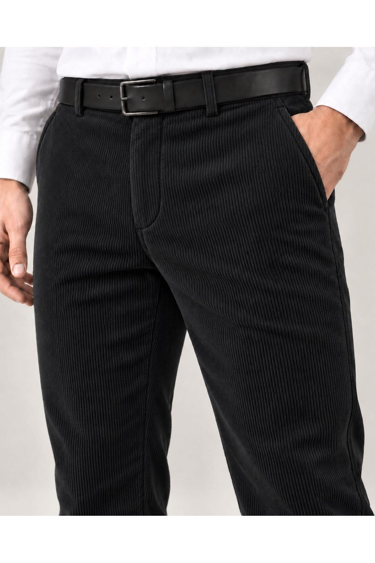 شلوار راحتی مردانه زمستانی ضخیم با آستر پشمی و جنس مخمل گرم، جنس مخمل کبریتی، طرح پدر، کیفیت بالا — رنگارنگ ۷۷۶۱ — تصویر 3 از 6