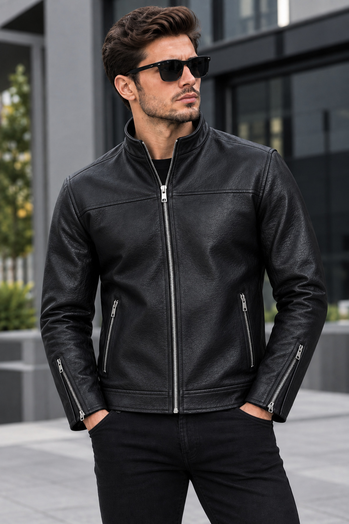 Erkek Deri Mont Spor Deri Mont — مشکی md6475