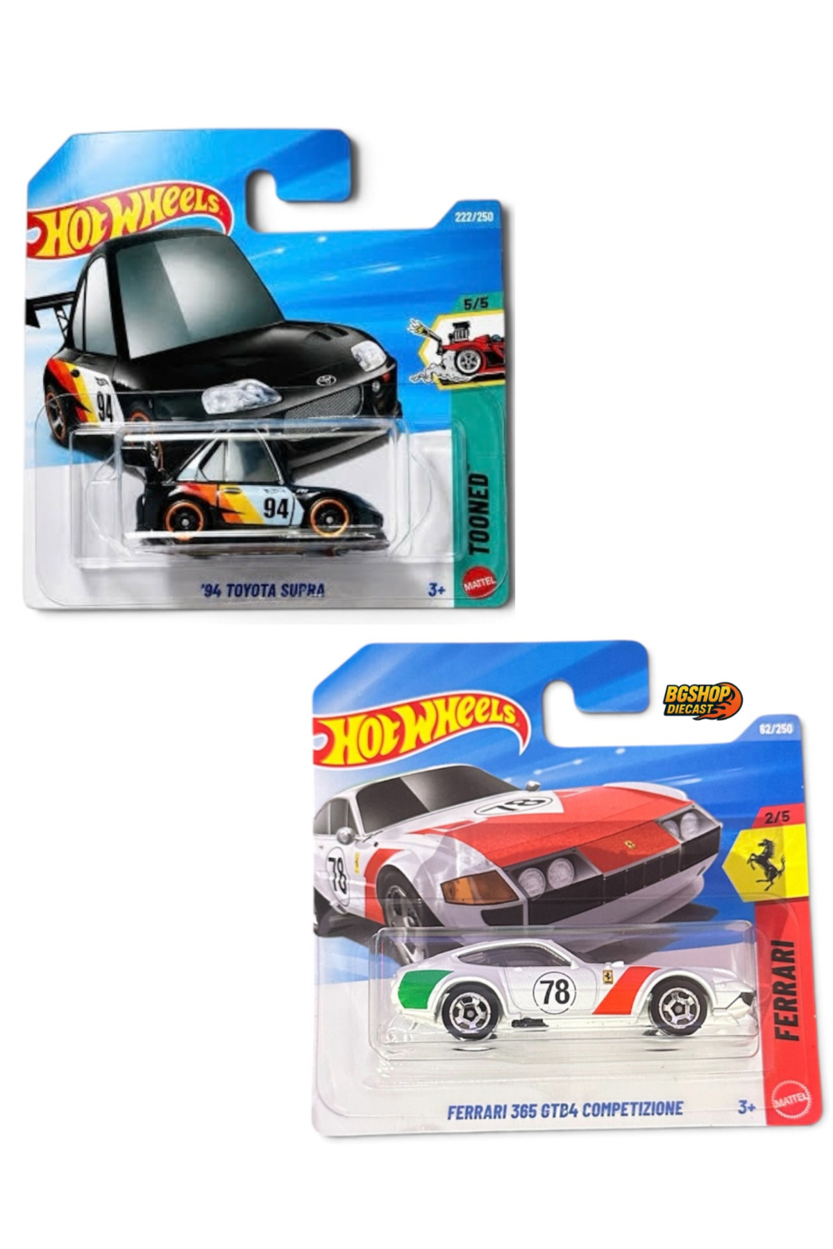 絶版　Diapet Toyota Supra Blitz Type SG-24 HOT WHEELS FERRARI 365 GTB4 Competizione - TOONED '94 Toyota Supra