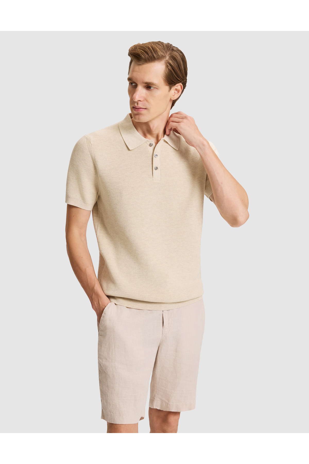 ژاکت بافتنی معمولی بژ 50333872-VR011 پیر کاردین پولوشرت Pierre Cardin