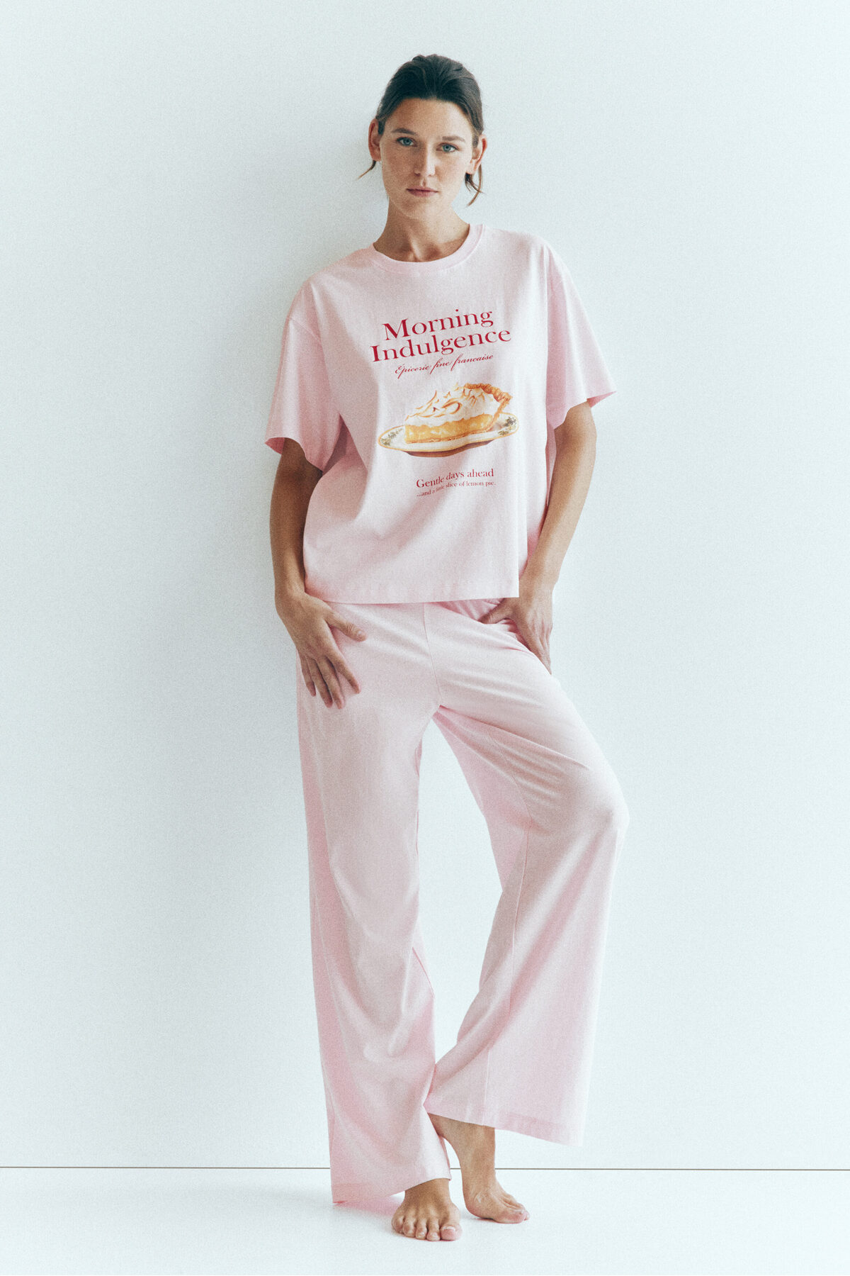 H&M Pamuklu ve Baskılı Pijama Takımı