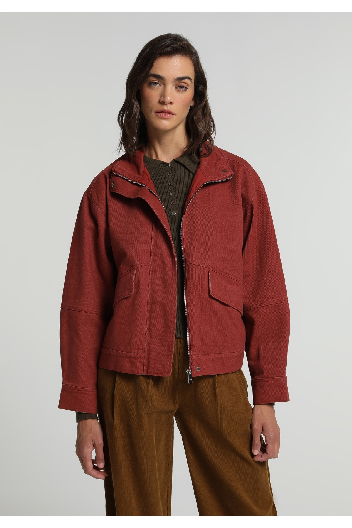 Colin's Fashion Fit Fermuarlı Astarlı Kadın Turuncu Ceket