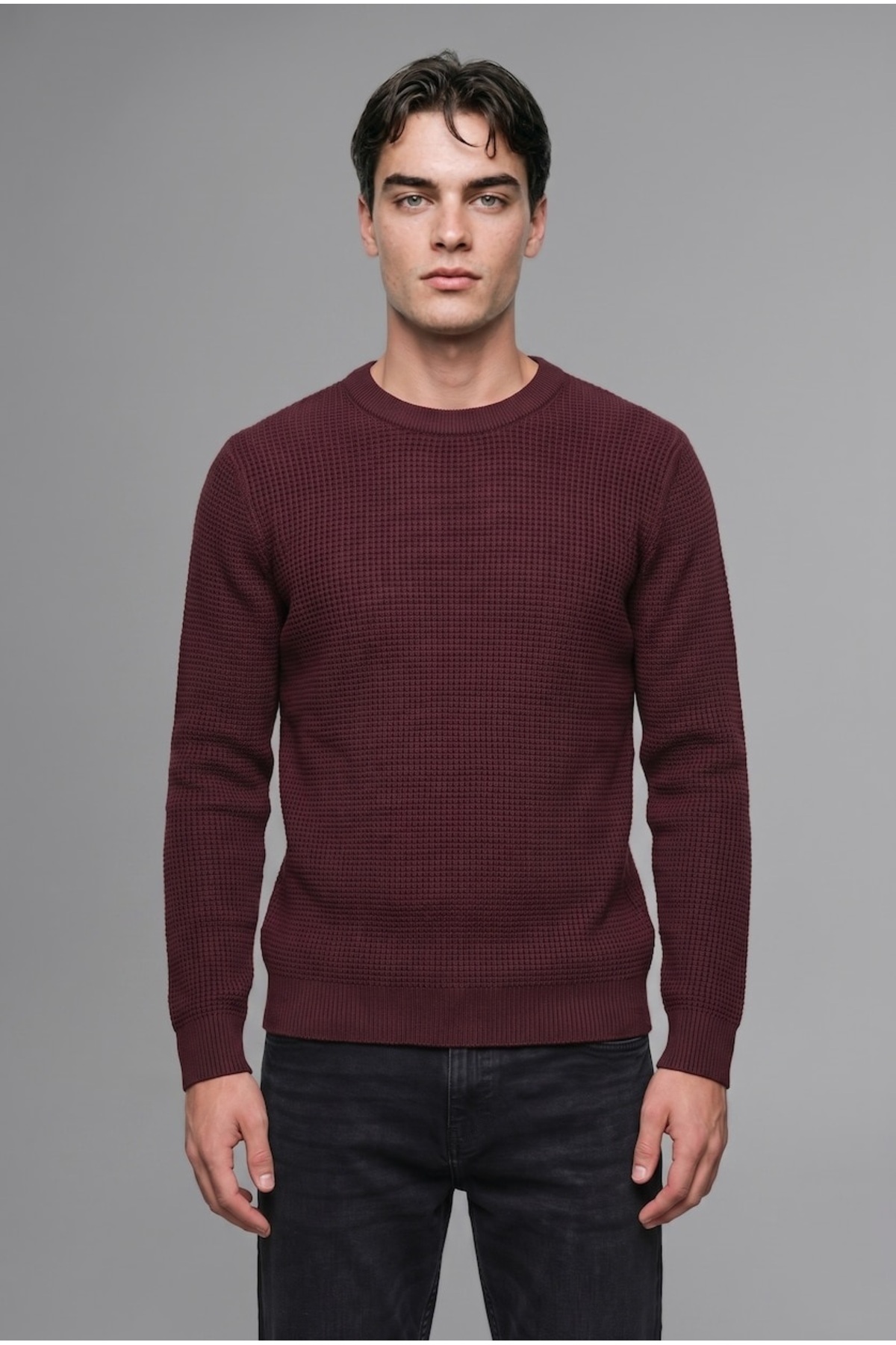 DeFacto دفاکتو پلیور استاندارد Fit Crew Neck Basic H8887AX26AU — زرشکی