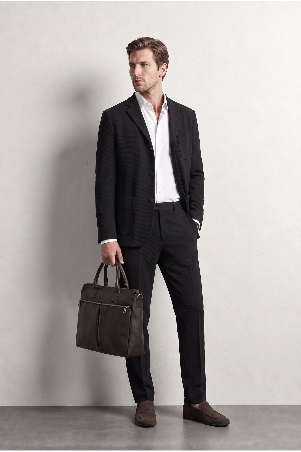 D'S Damat Ds Damat Comfort Siyah Gofre Desenli Takim Elbise görsel 5
