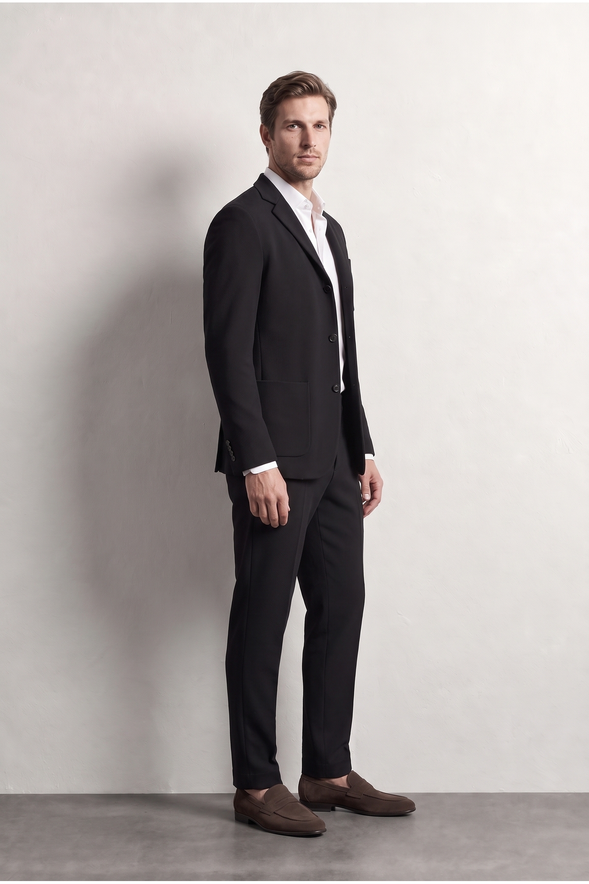 D'S Damat Ds Damat Comfort Siyah Gofre Desenli Takim Elbise görsel 3