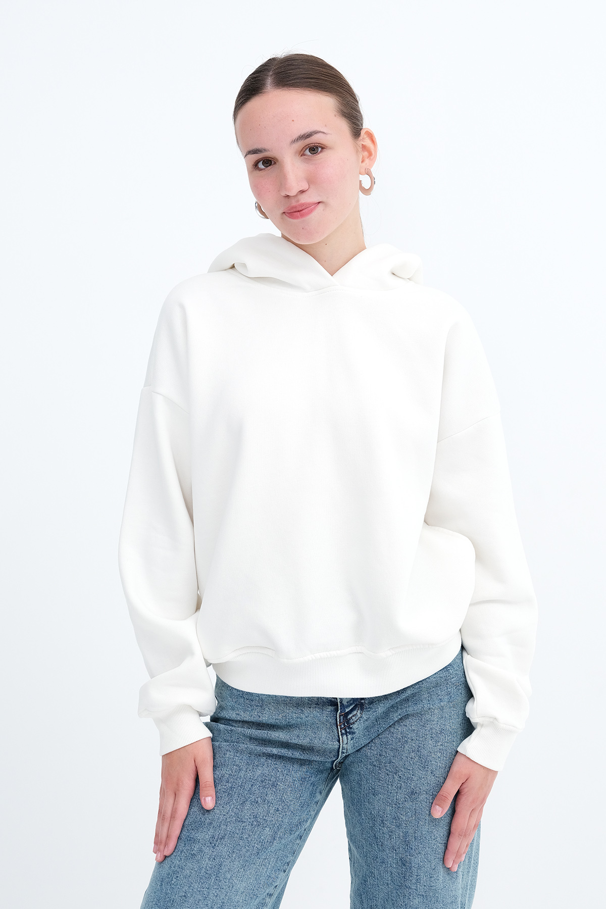 Addax Kapüşonlu Şardonlu Sweatshirt S1862 görsel 5