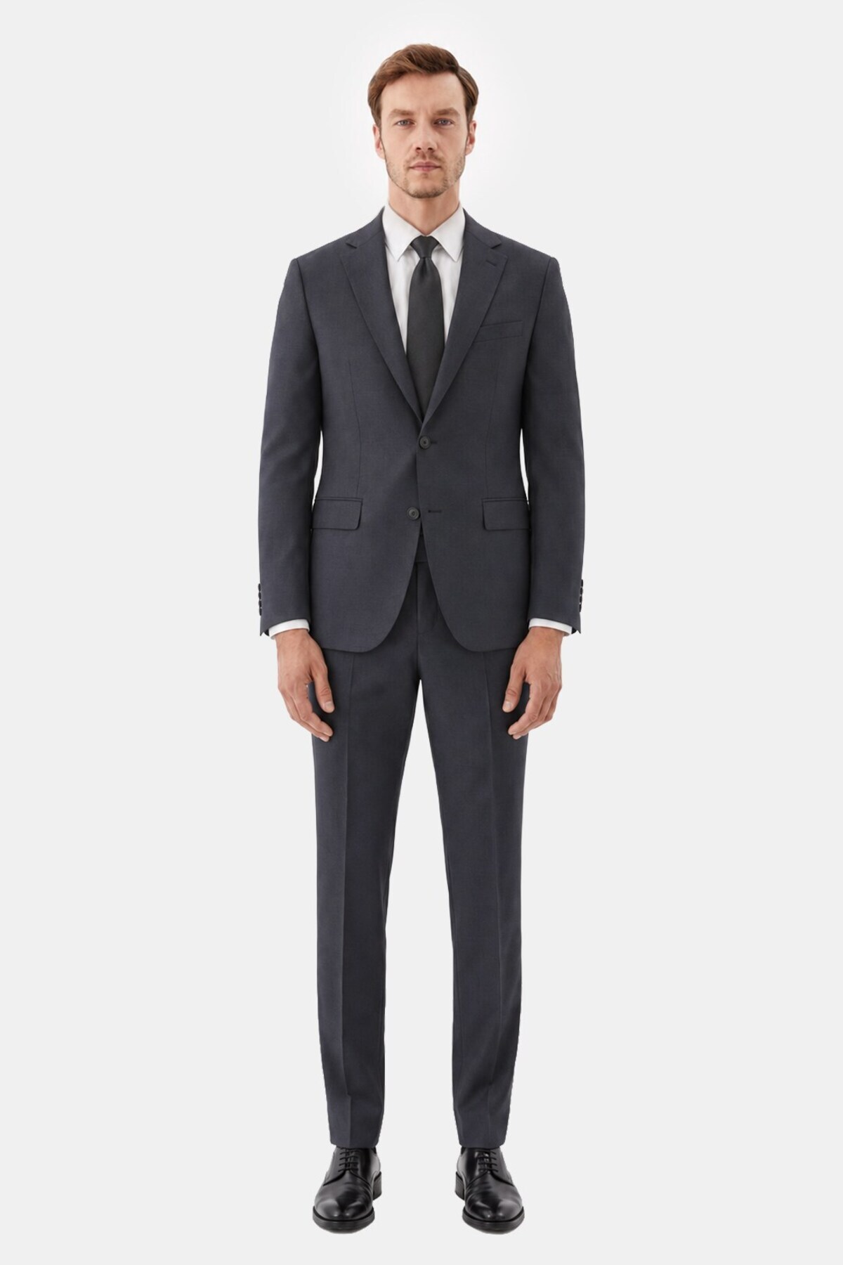 Sabri Özel 4 Drop Erkek Koyu Gri Dar Kesim Slim Fit Viskon Mono Yaka Takım Elbise — رنگارنگ SSL100006-R095