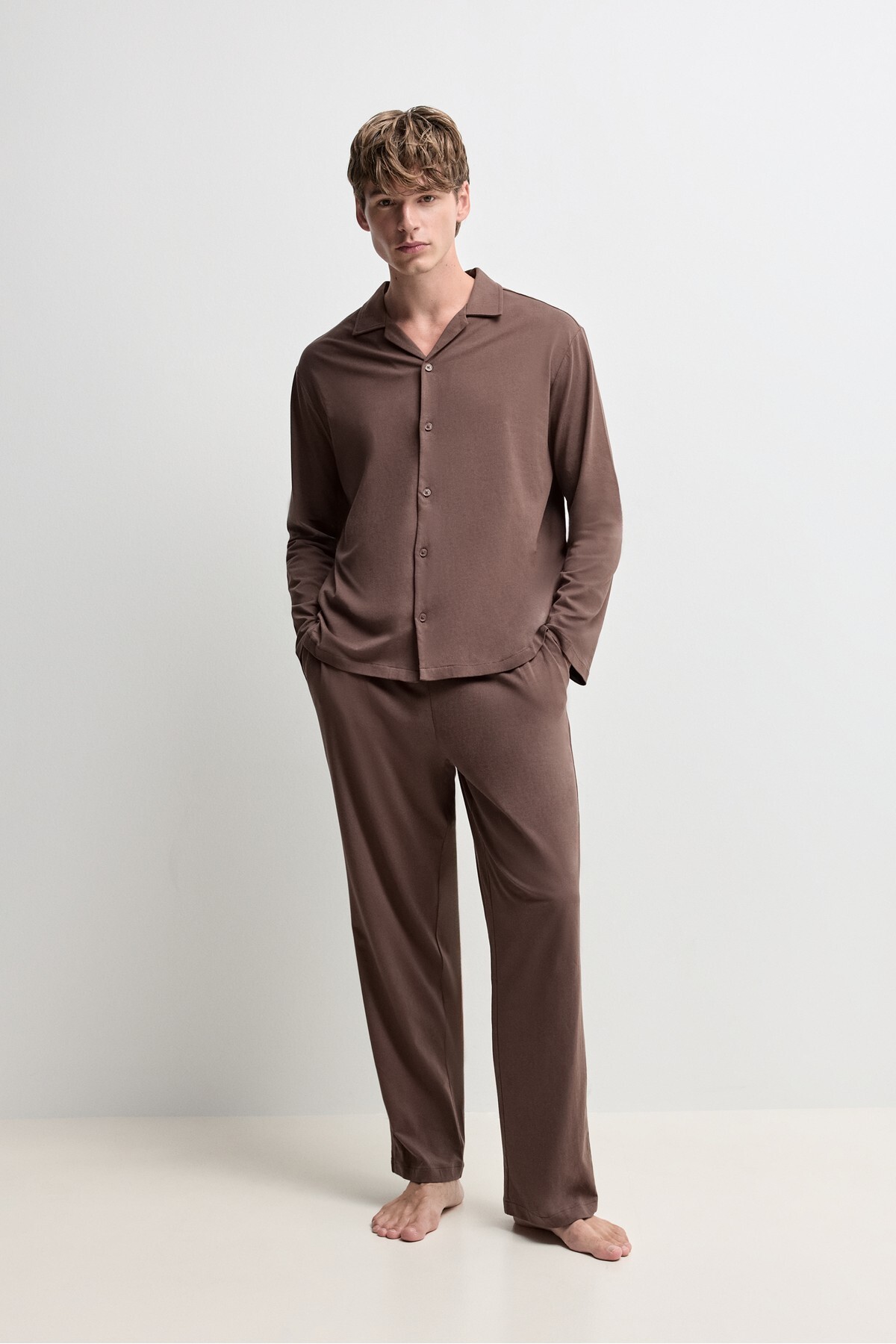 LEFTIES Gömlekli uzun pijama takımı