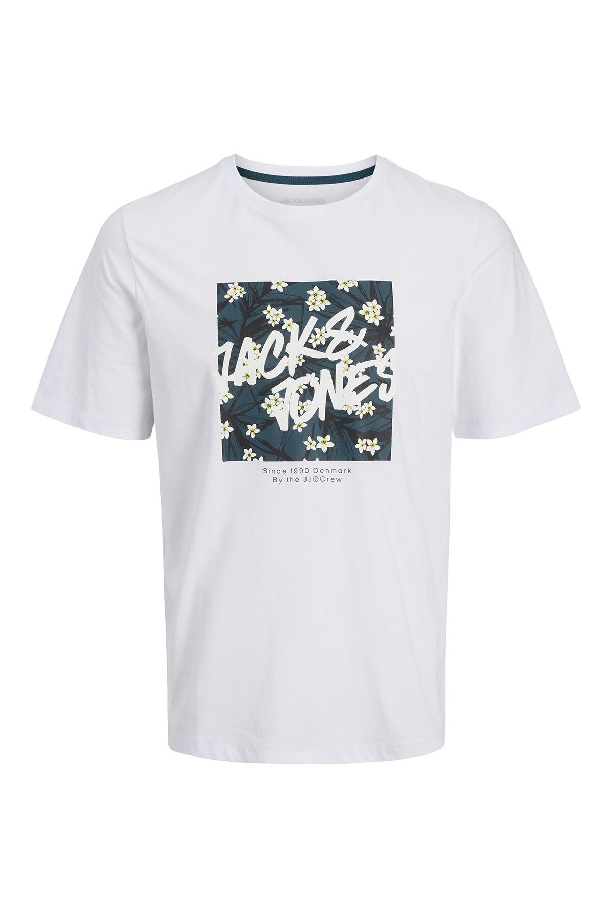 تی شرت مردانه یقه گرد سفید کد 12269324_JJHAWAII SHAPE TEE SS CREW جک اند جونز تی شرت Jack & Jones
