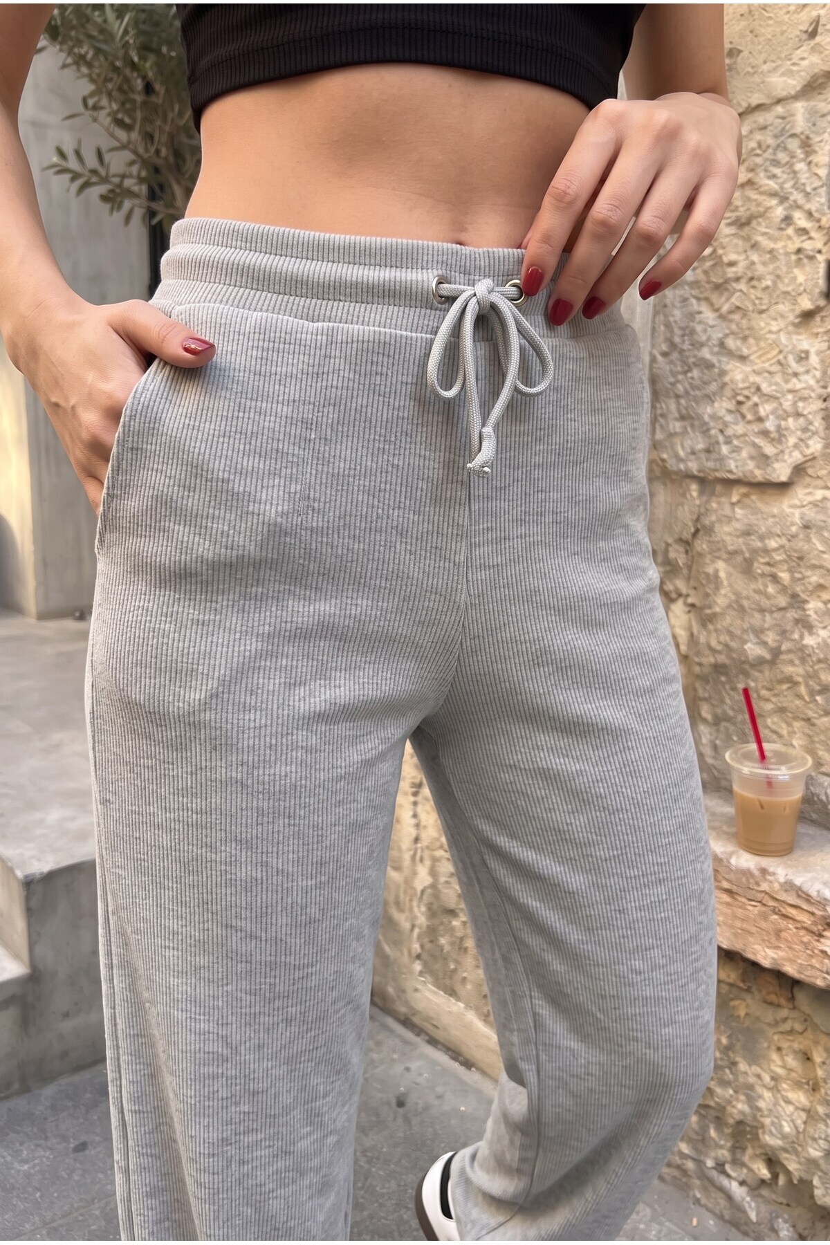 Teenage Millionaire Kadın Gri Fitilli Kaşkorse İspanyol Paça Kuşgözü Detaylı Bağcıklı Tek Alt görsel 2