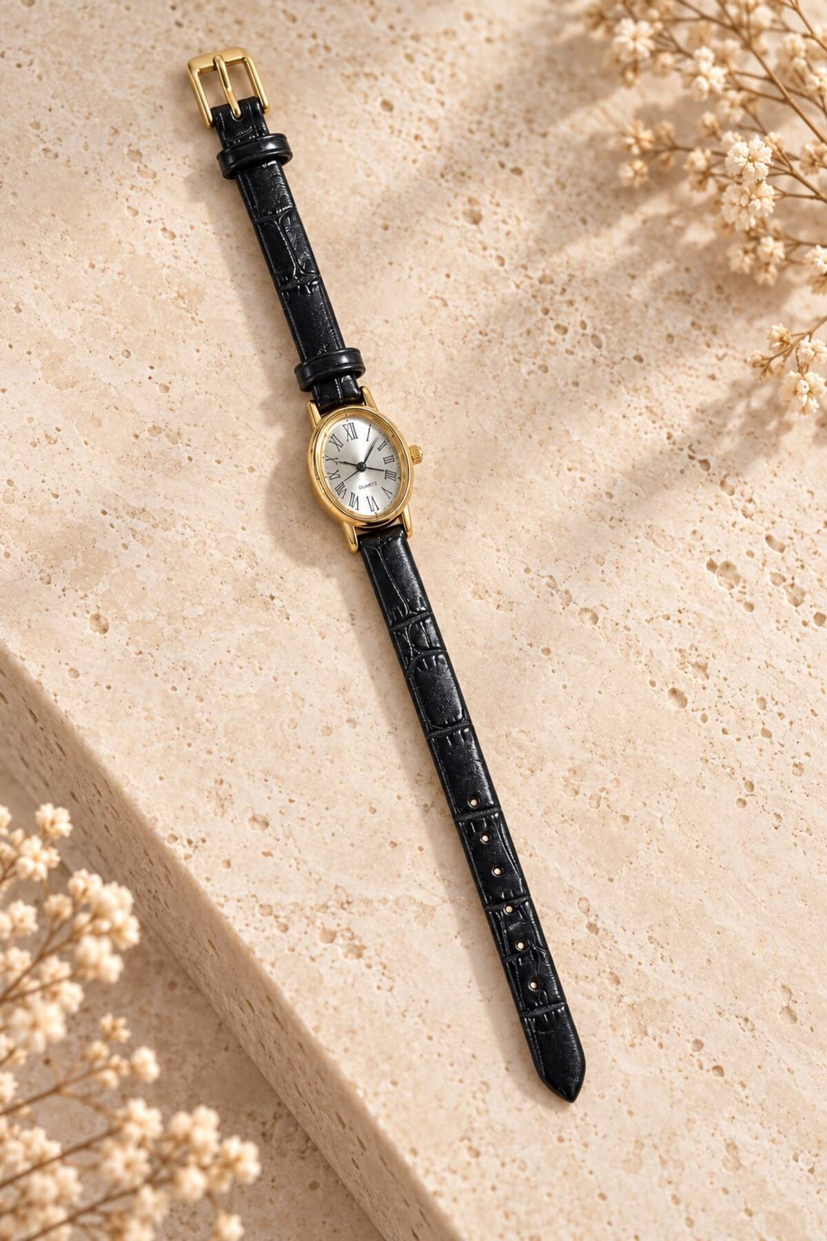 YUESSE Minimal Vintage Retro Siyah Kahve Taba Krem Deri Kordon 20mm Kol Saati