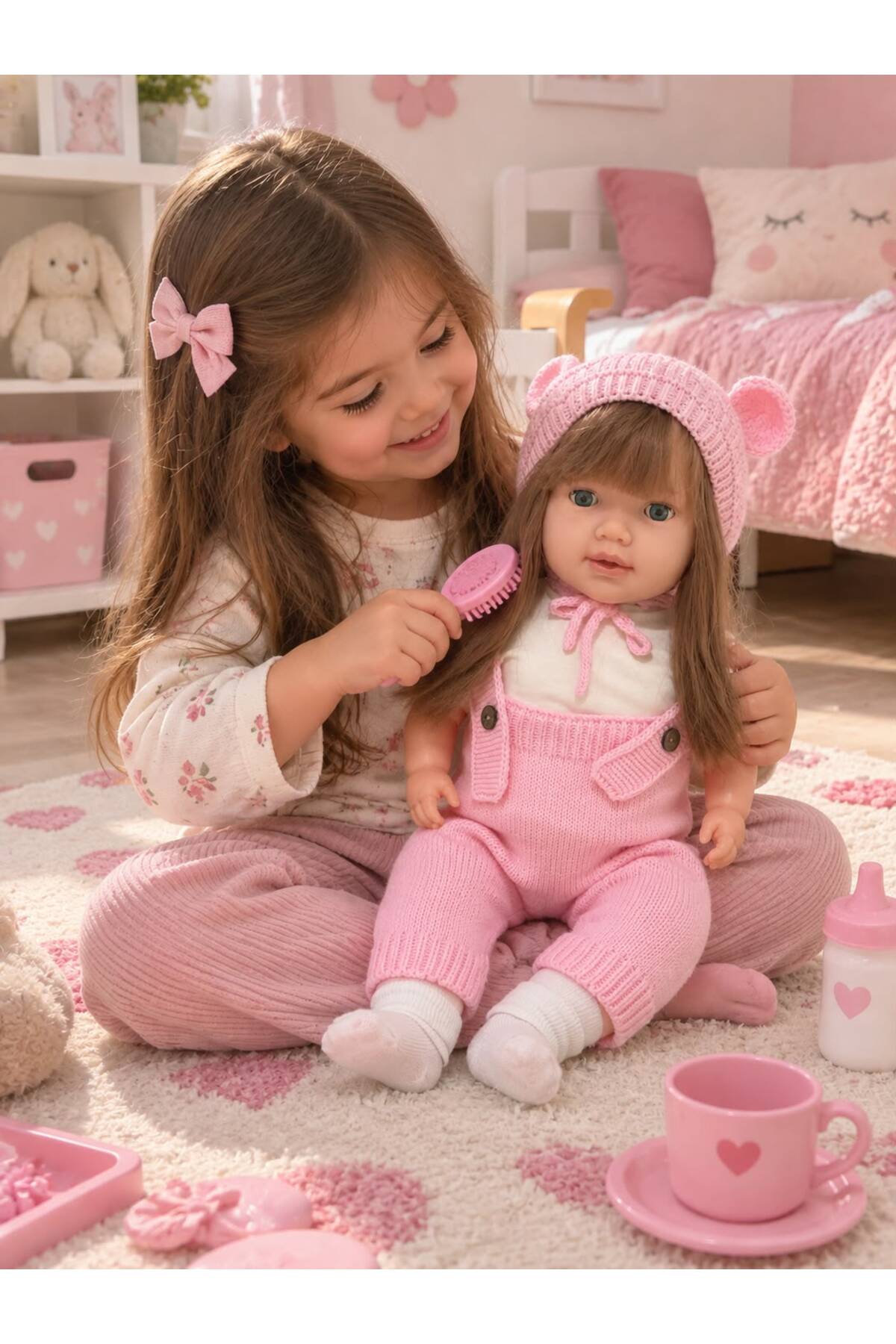ŞAŞKIN HOUSE SEVİMLİ KONUŞAN MİNA BEBEK UZUN DÜZ SAÇLI TRİKOLU ET BEBEK & OYUN ARKADAŞI 60 CM